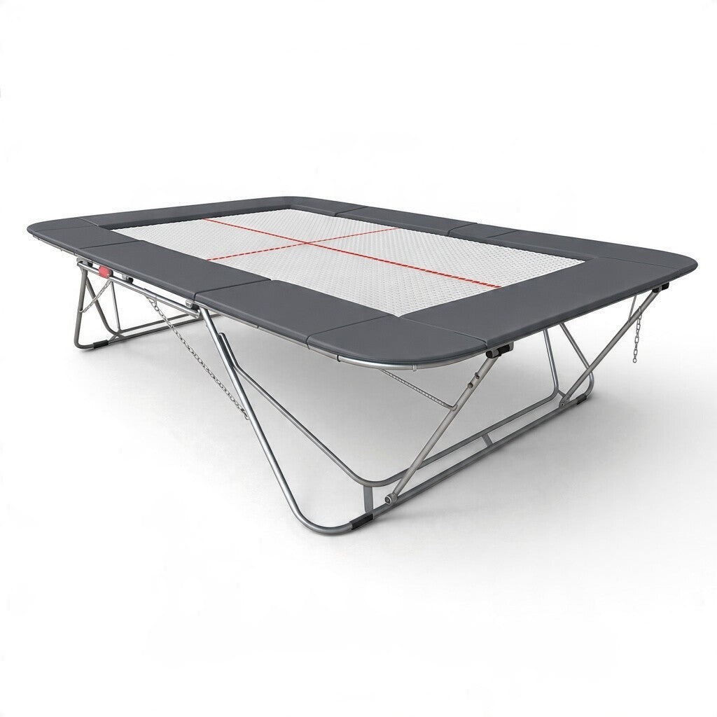 UK Gym Pits 77a standard trampoline with a 13mm web bed, grey frame pads, and a durable steel frame.