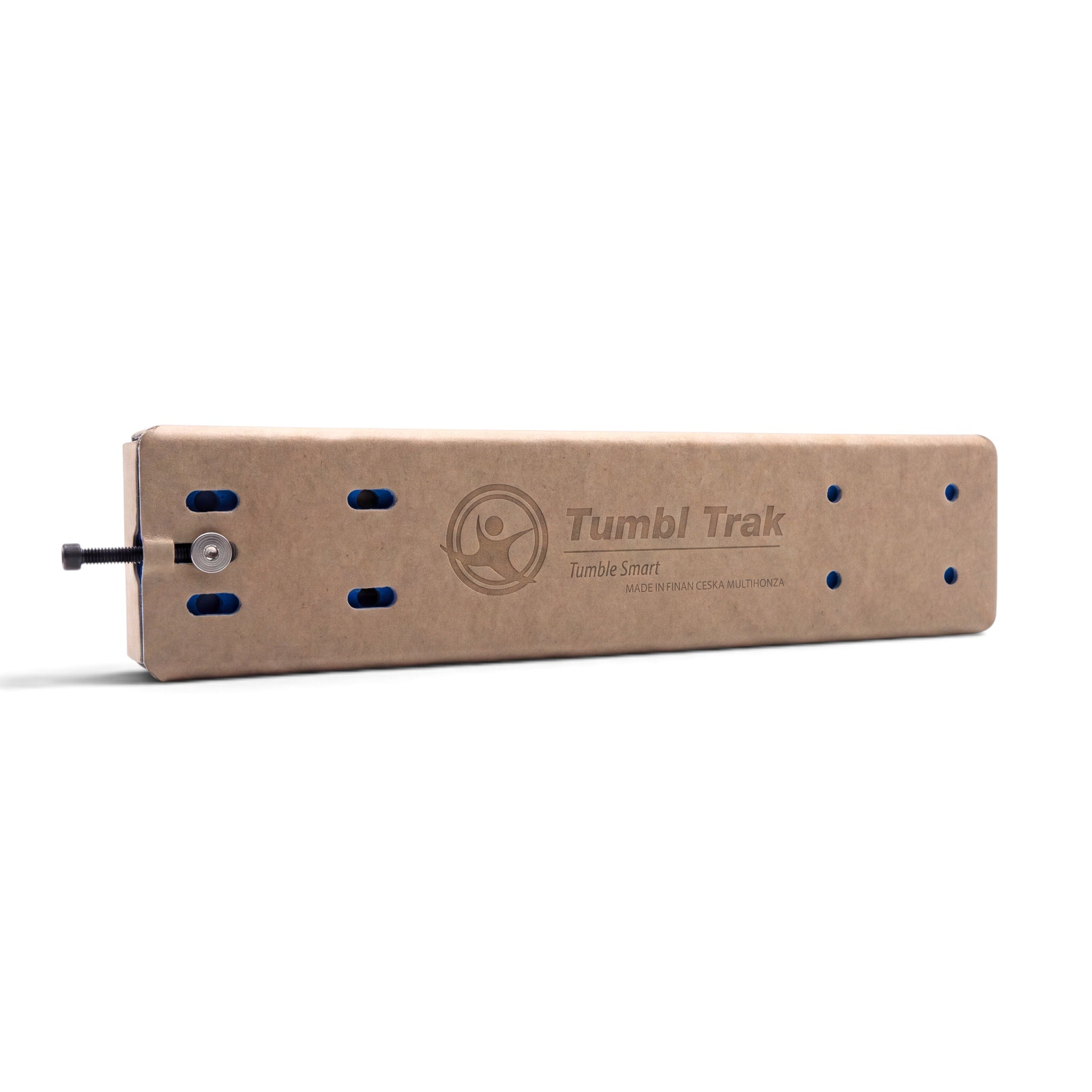UK Gym Pits Addie Beam Connector Bracket in tan suede with set screw for joining balance beams