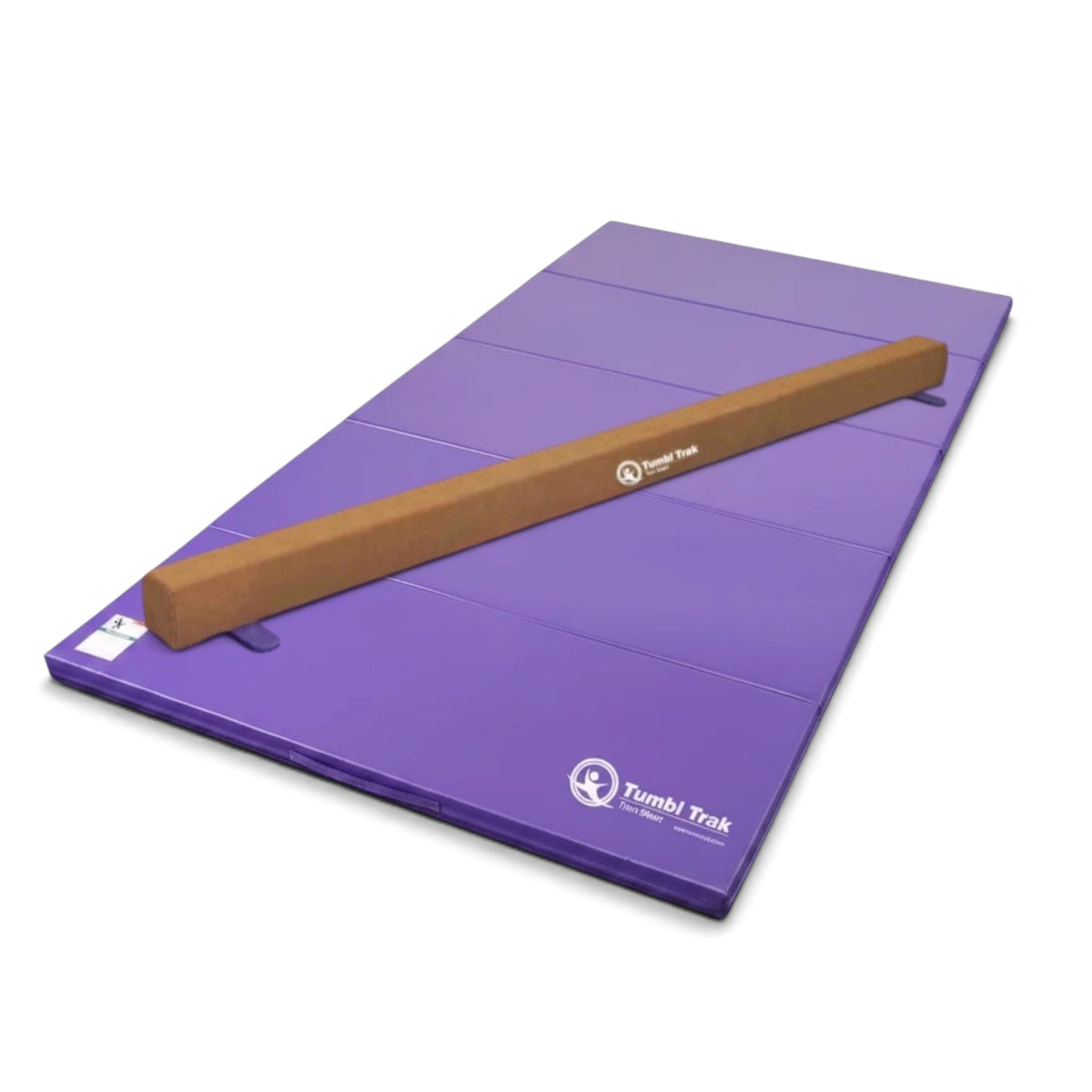 UK Gym Pits Addie beam and purple folding tumbling mat set for home gymnastics training