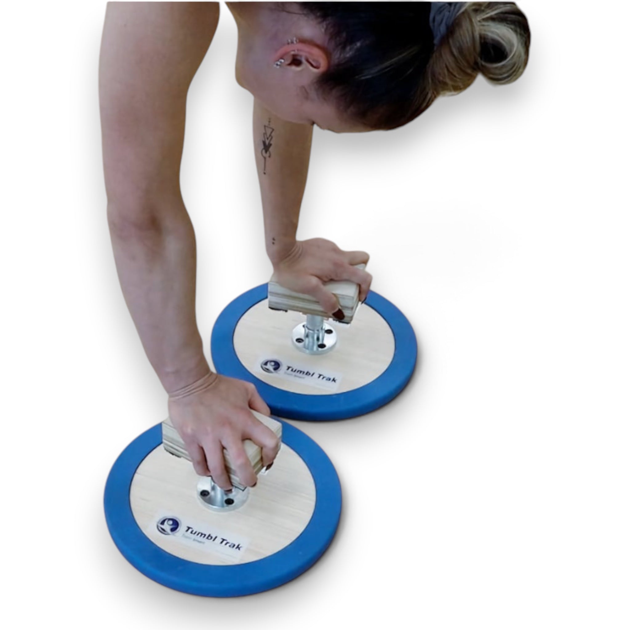 UK Gym Pits 3 in 1 adjustable handstand canes with wooden blocks and blue non-slip bases in use by a gymnast