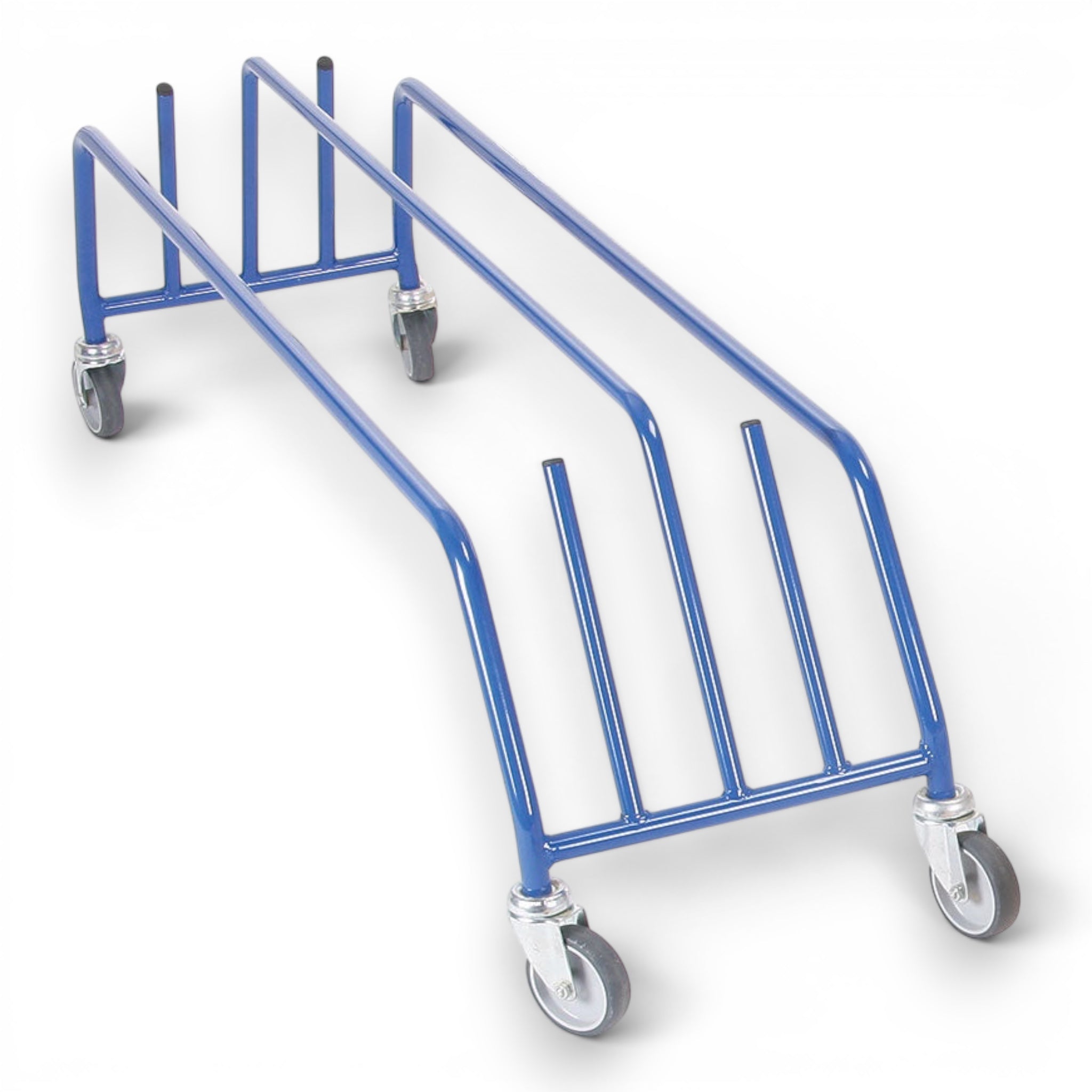 UK Gym Pits blue powder coated tubular steel agility equipment trolley with four swivel castor wheels