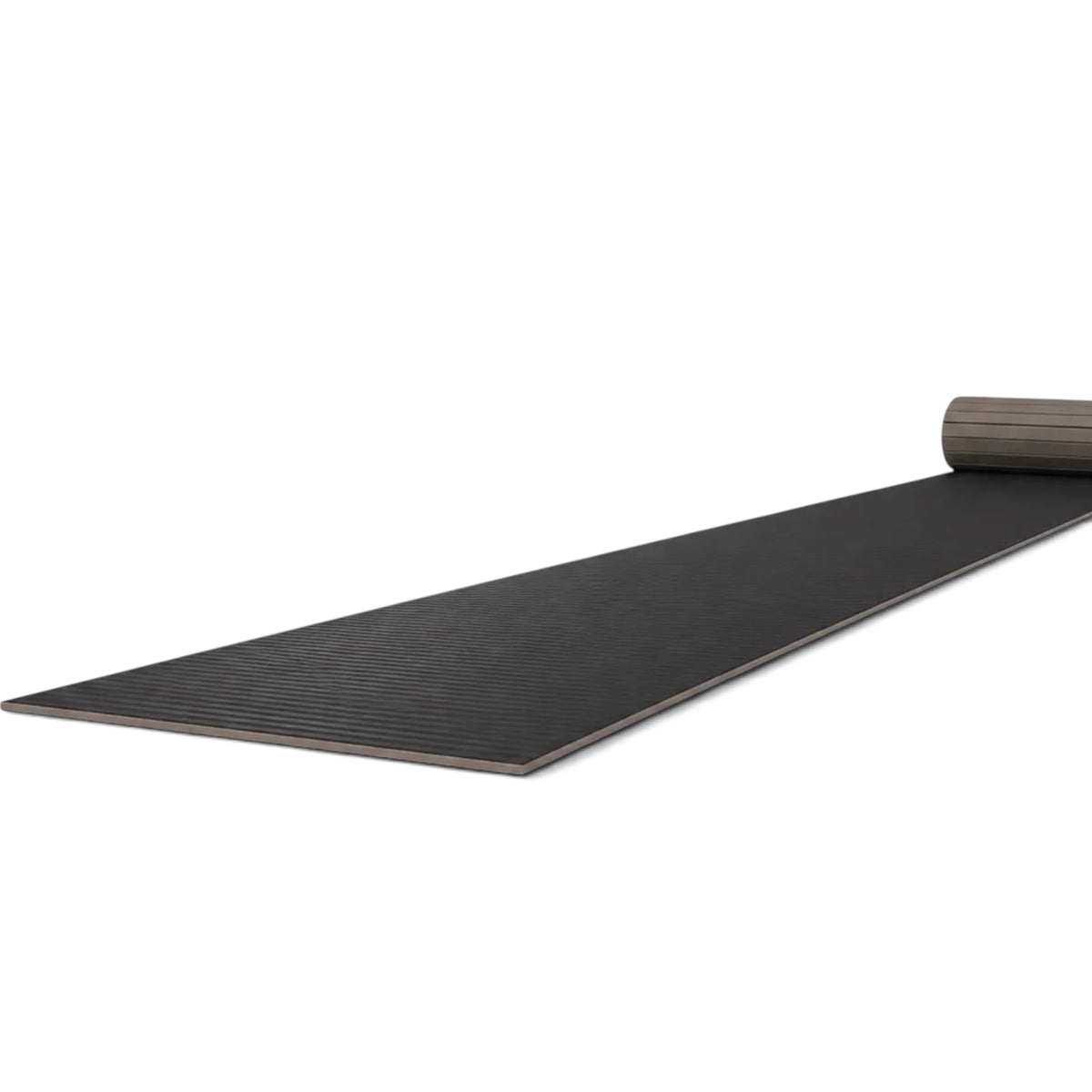 UK Gym Pits black Hybrid Connect mat roll with a durable tatami-textured PVC surface for gymnastics and martial arts.
