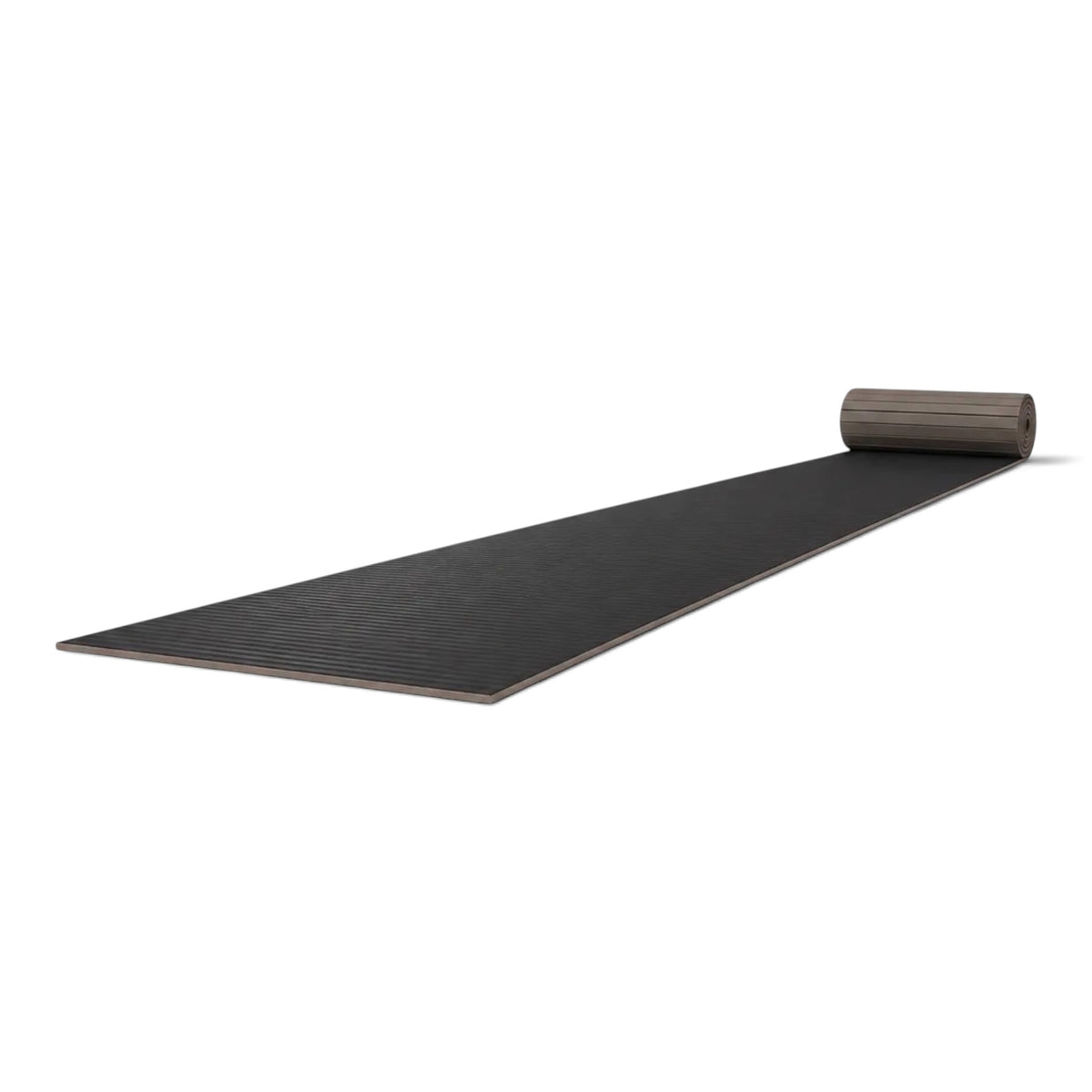 UK Gym Pits black hybrid gymnastics mat roll with a durable tatami-textured PVC surface and shock-absorbing XPE foam.