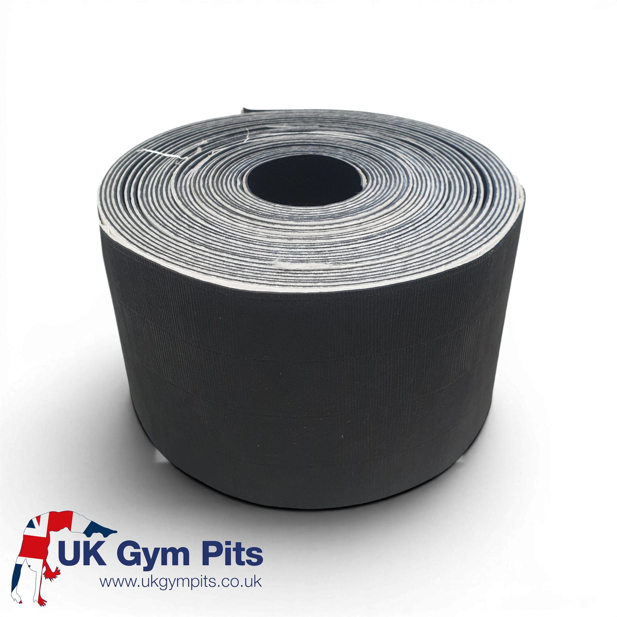 UK Gym Pits black seamless jointing tape roll for hybrid gym mat rolls with a textured surface