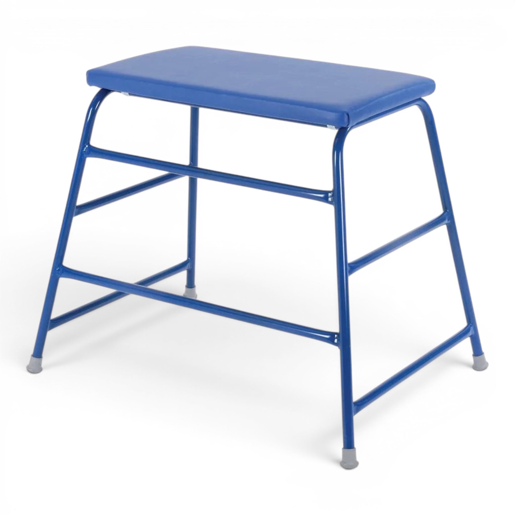 UK Gym Pits 76cm blue agility table with powder coated steel frame and padded top for children's gymnastics.