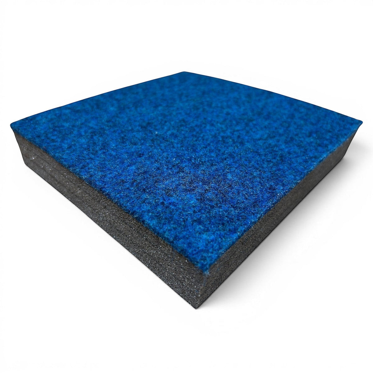 UK Gym Pits sapphire blue non-flexi carpet mat roll with high-density shock-absorbing foam base for gymnastics.