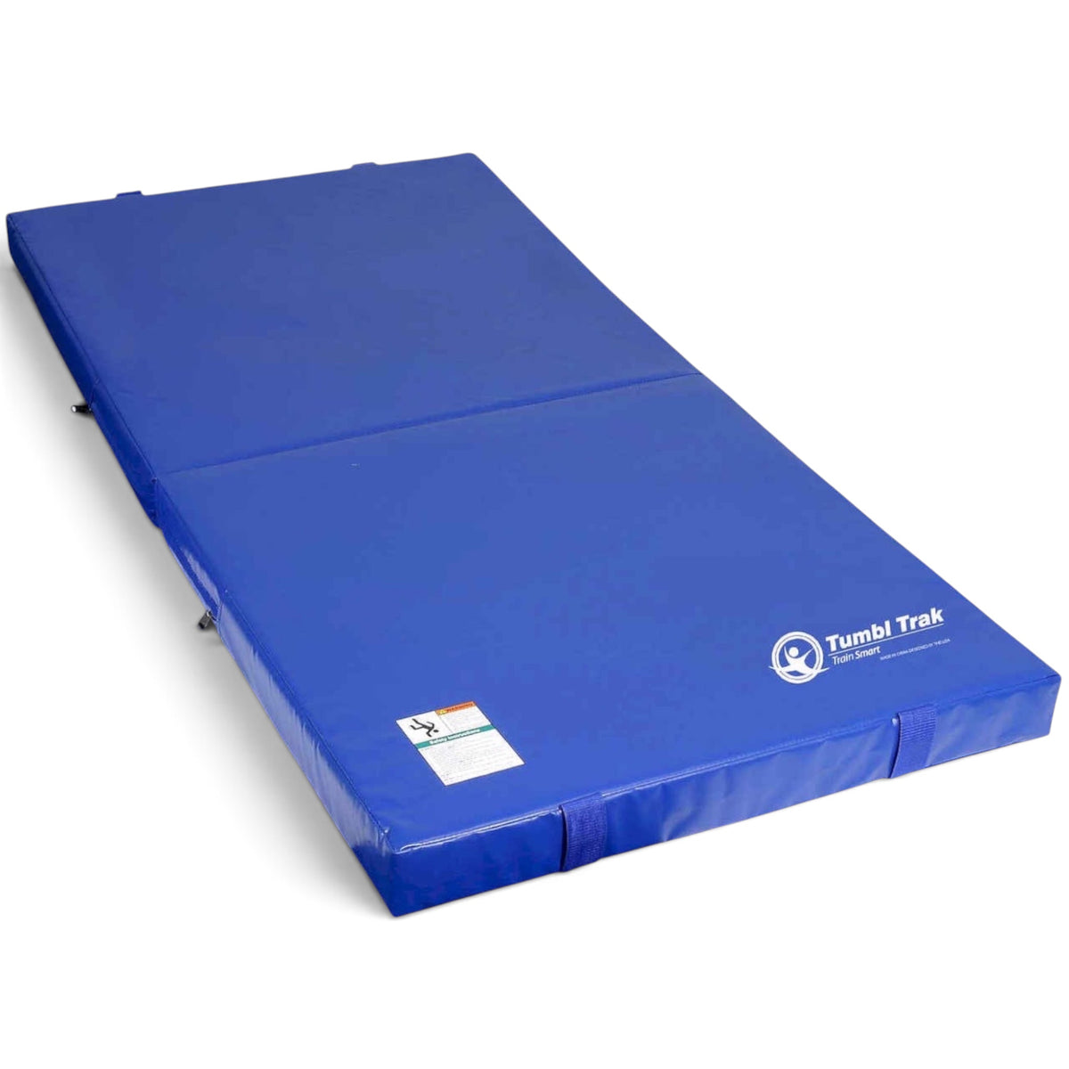 UK Gym Pits royal blue folding junior practice mat for gymnastics with non-skid base and webbed handles