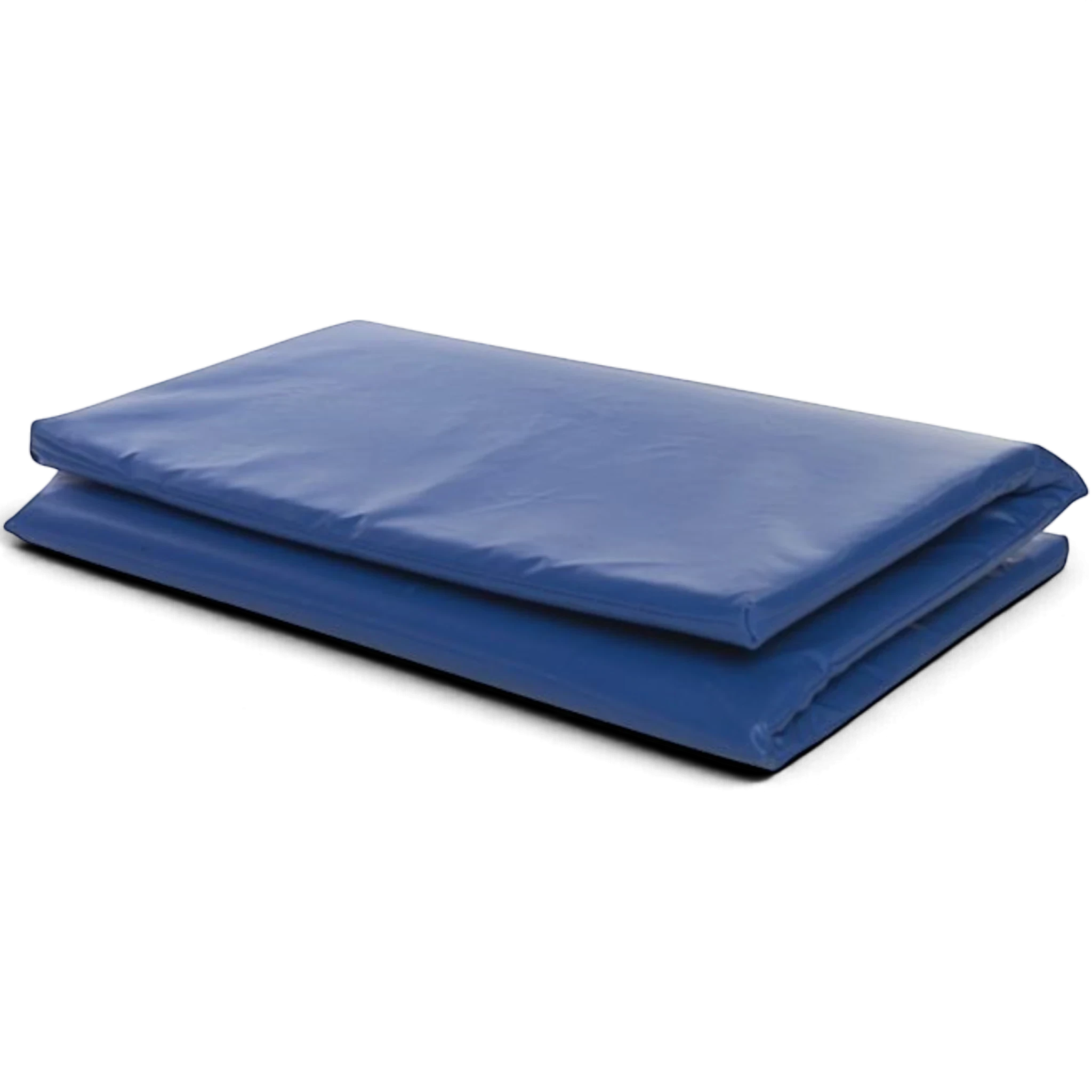UK Gym Pits blue folding sleep mat made of soft PVC fabric with a reinforced anti-slip base for children.