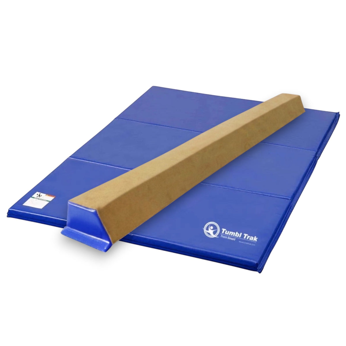UK Gym Pits blue folding tumbling mat for gymnastics practice made of durable vinyl with foam padding