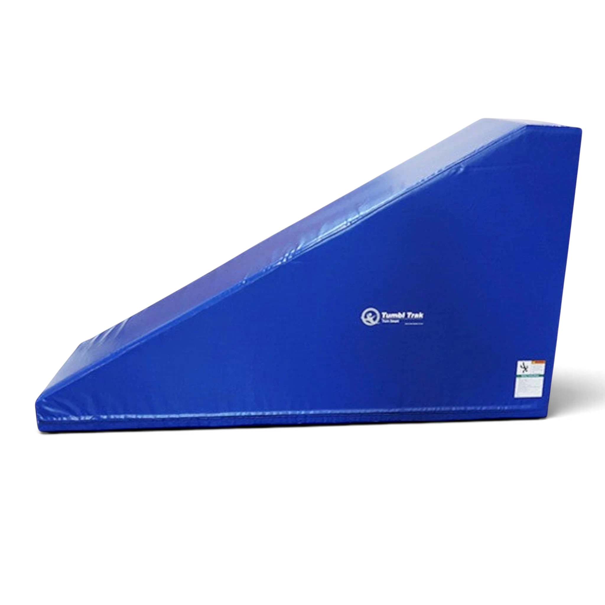 UK Gym Pits blue vinyl inclined wedge mat for gymnastics training with dense foam core and sturdy handles