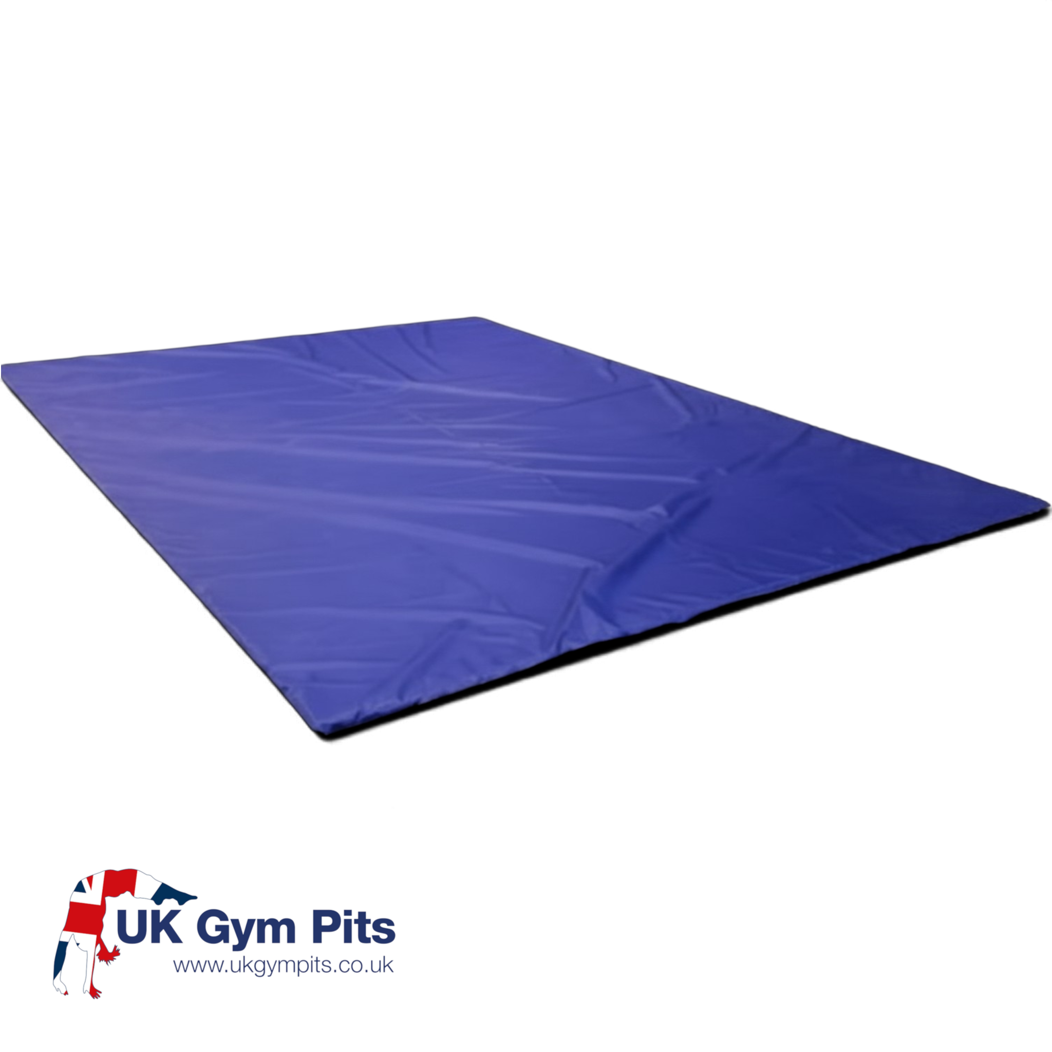 UK Gym Pits blue PVC landing pit cover for gymnastics foam pits, durable and wipeable material.
