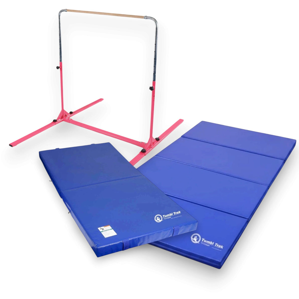 UK Gym Pits blue folding gymnastics tumbling mat with durable vinyl surface for home or gym training