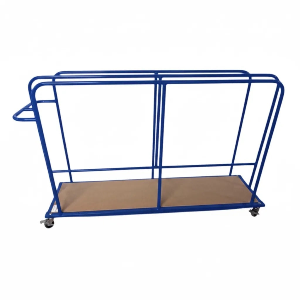 UK Gym Pits blue vertical mat trolley with heavy duty castors for gym equipment storage and transport