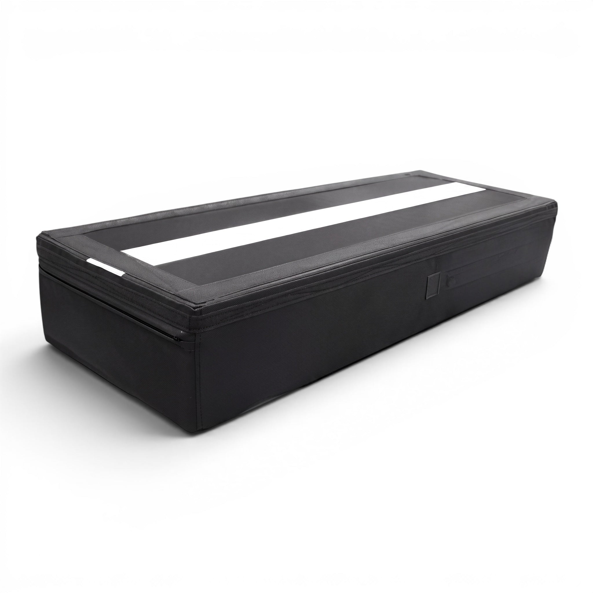 UK Gym Pits black Booster Block Pro with a white centre alignment line, made of durable vinyl for gymnastics training.