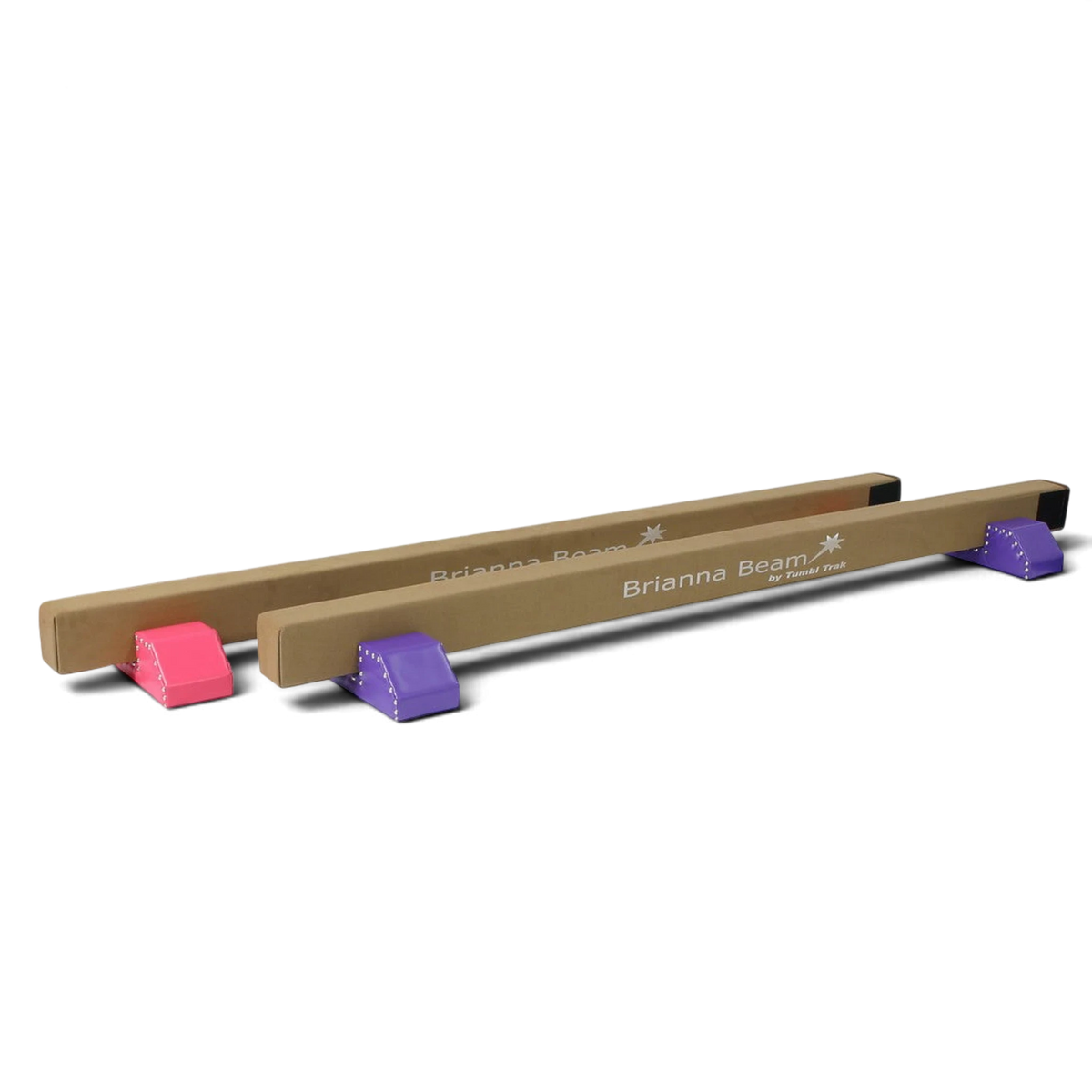 UK Gym Pits Brianna Beam riser legs in pink and purple for 15cm height increase on gymnastics balance beams