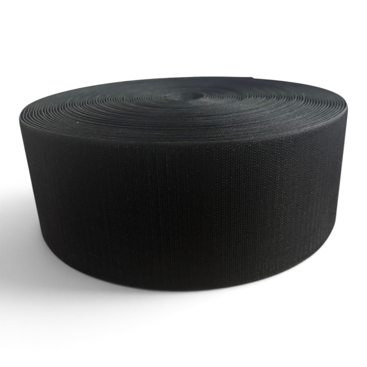 UK Gym Pits black hook roll for joining carpet mat rolls, 10cm wide and 25m long for seamless gym flooring connections.