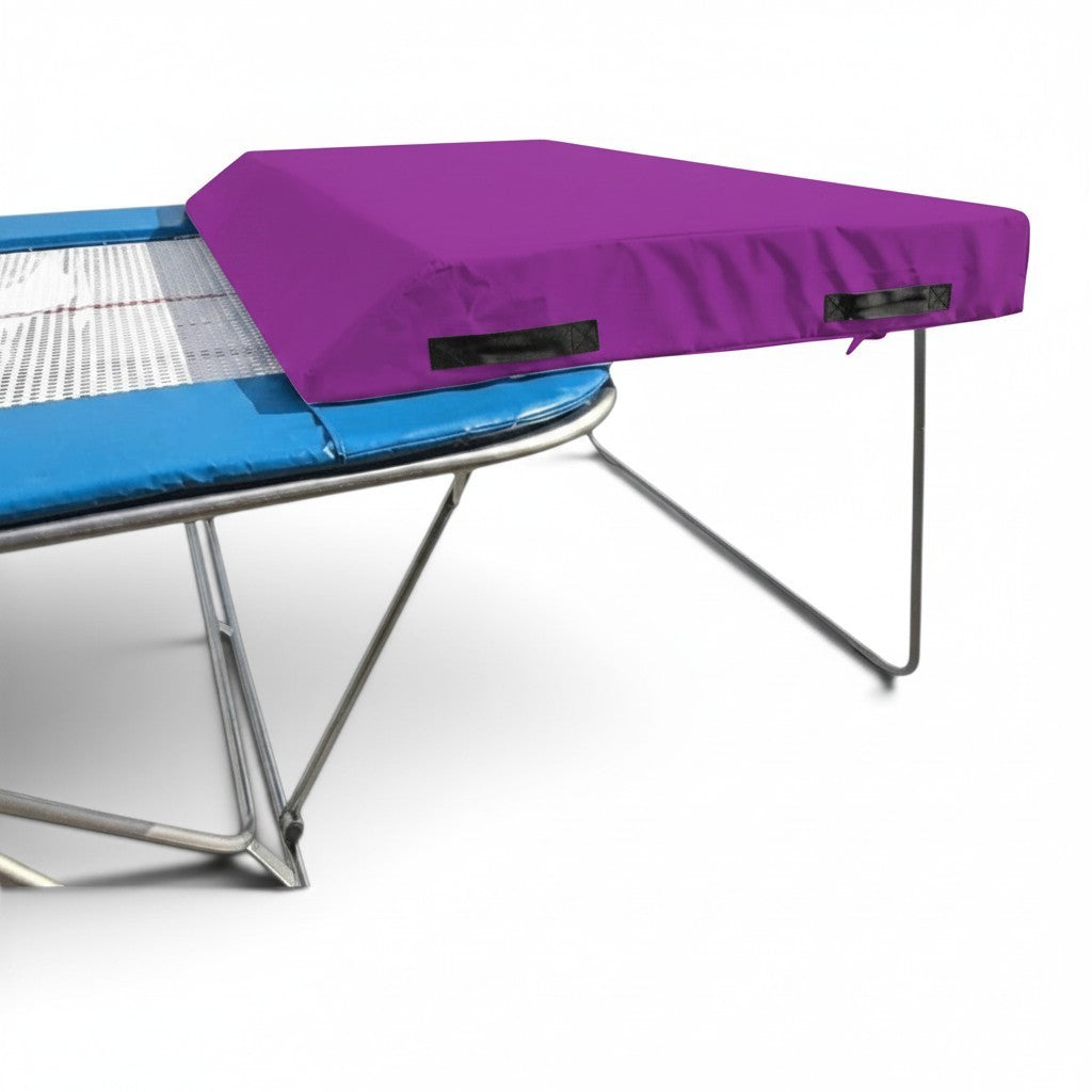 UK Gym Pits economy spotting end deck with a purple wedged safety mat attached to a trampoline frame