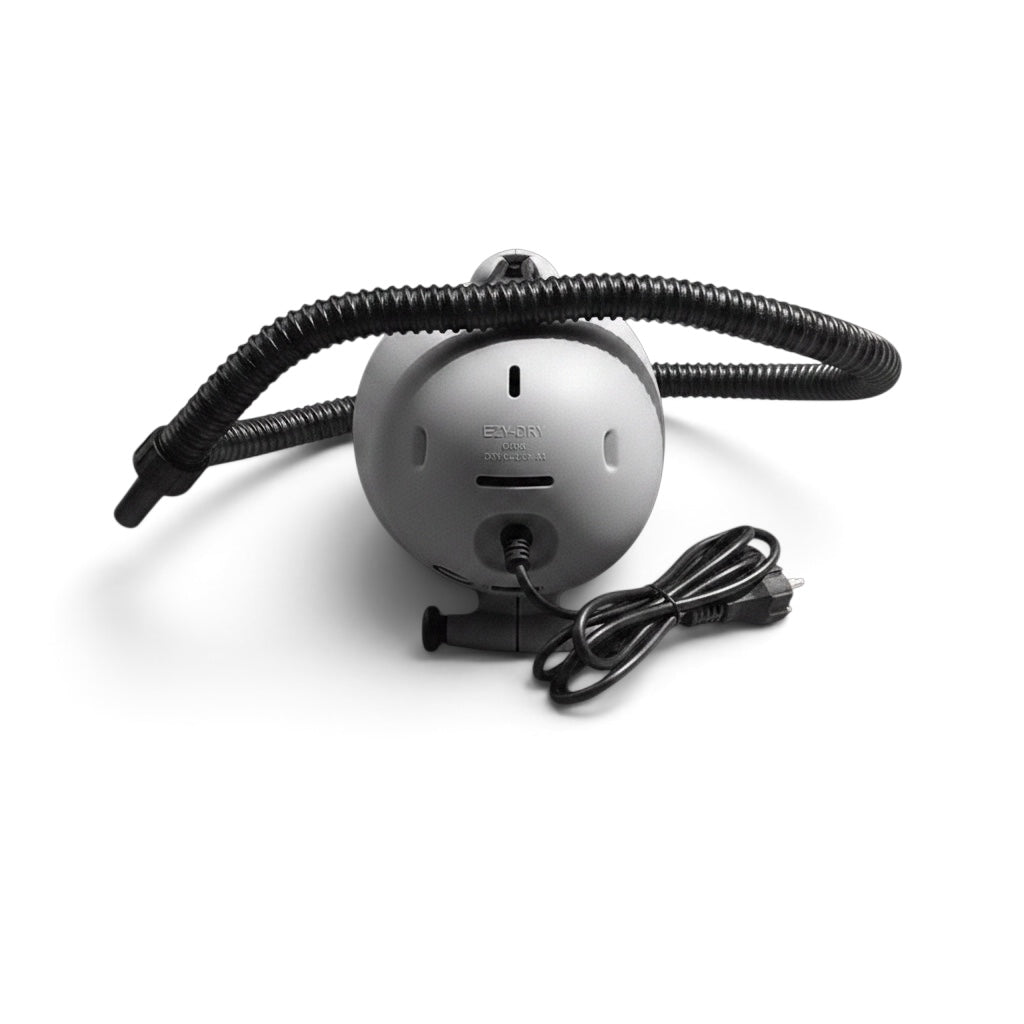 UK Gym Pits electric air pump with black hose and power cord for inflating gymnastics equipment