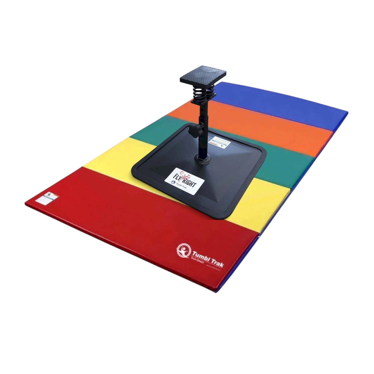 UK Gym Pits multi-coloured folding tumbling mat for cheerleading and gymnastics training on a white background