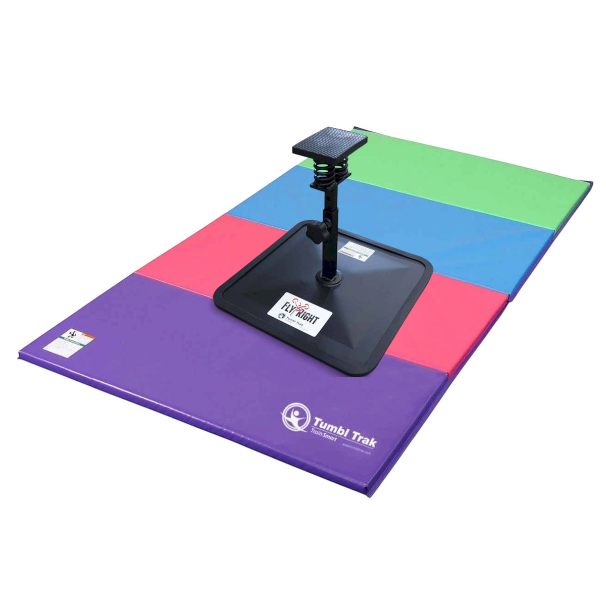 UK Gym Pits multi-coloured folding tumbling mat for cheerleading and gymnastics training on a white background