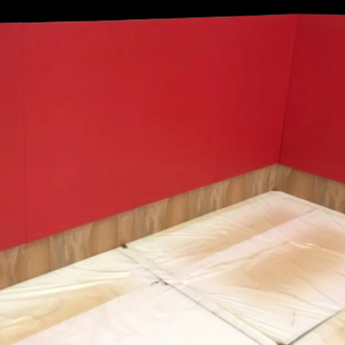 UK Gym Pits fire-retardant foam base layer for gymnastics landing pits with red protective wall padding