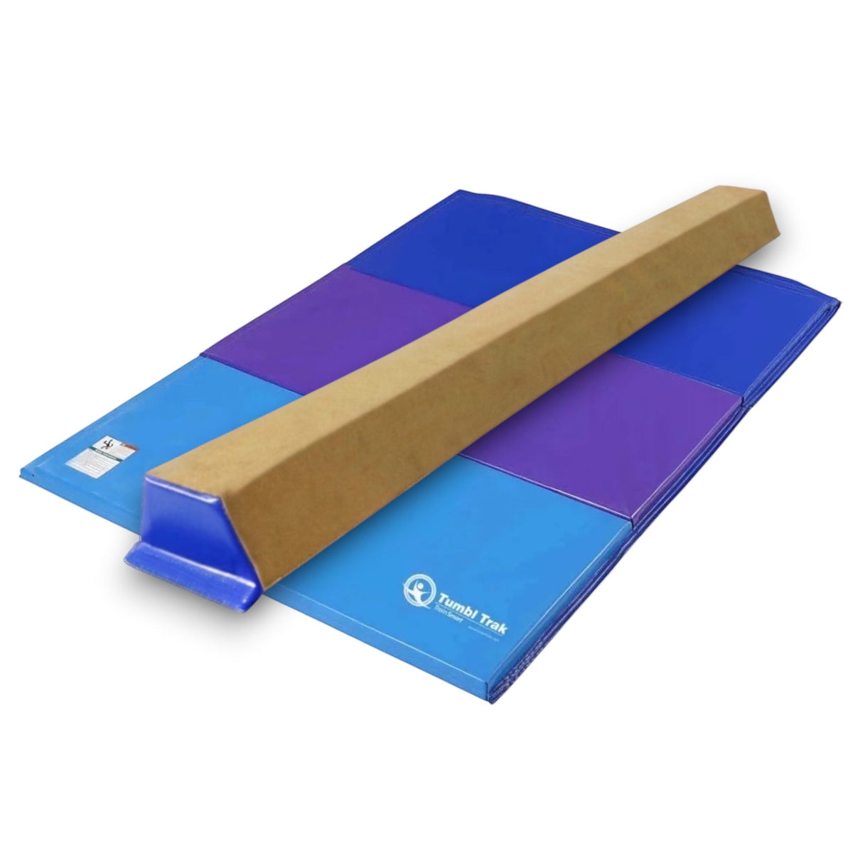 UK Gym Pits folding gymnastics tumbling mat in blue and purple vinyl with panel design for home or gym training