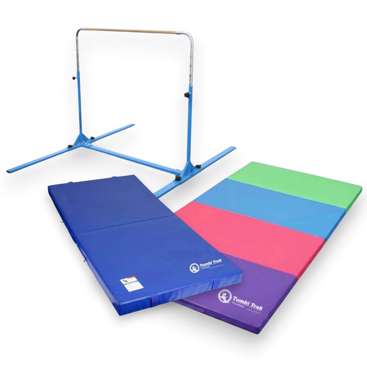 UK Gym Pits multi-coloured folding gymnastics tumbling mat with durable vinyl surface for home or gym training