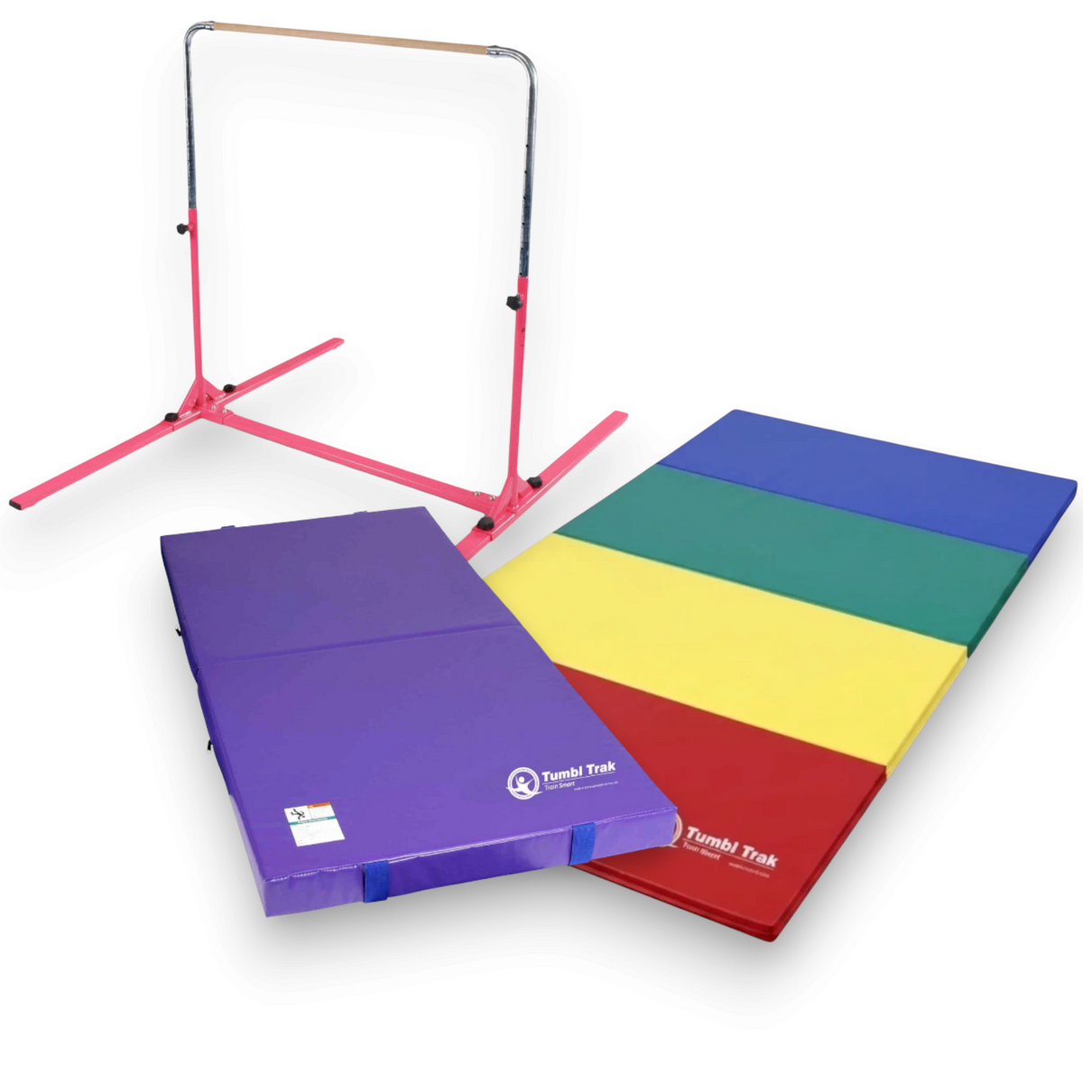 UK Gym Pits multi-coloured folding gymnastics tumbling mat with durable vinyl panels for home or gym training