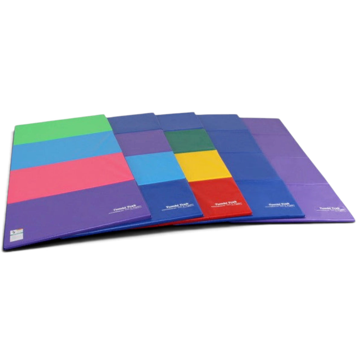 UK Gym Pits folding tumbling mats in various vibrant colours for gymnastics and home exercise training