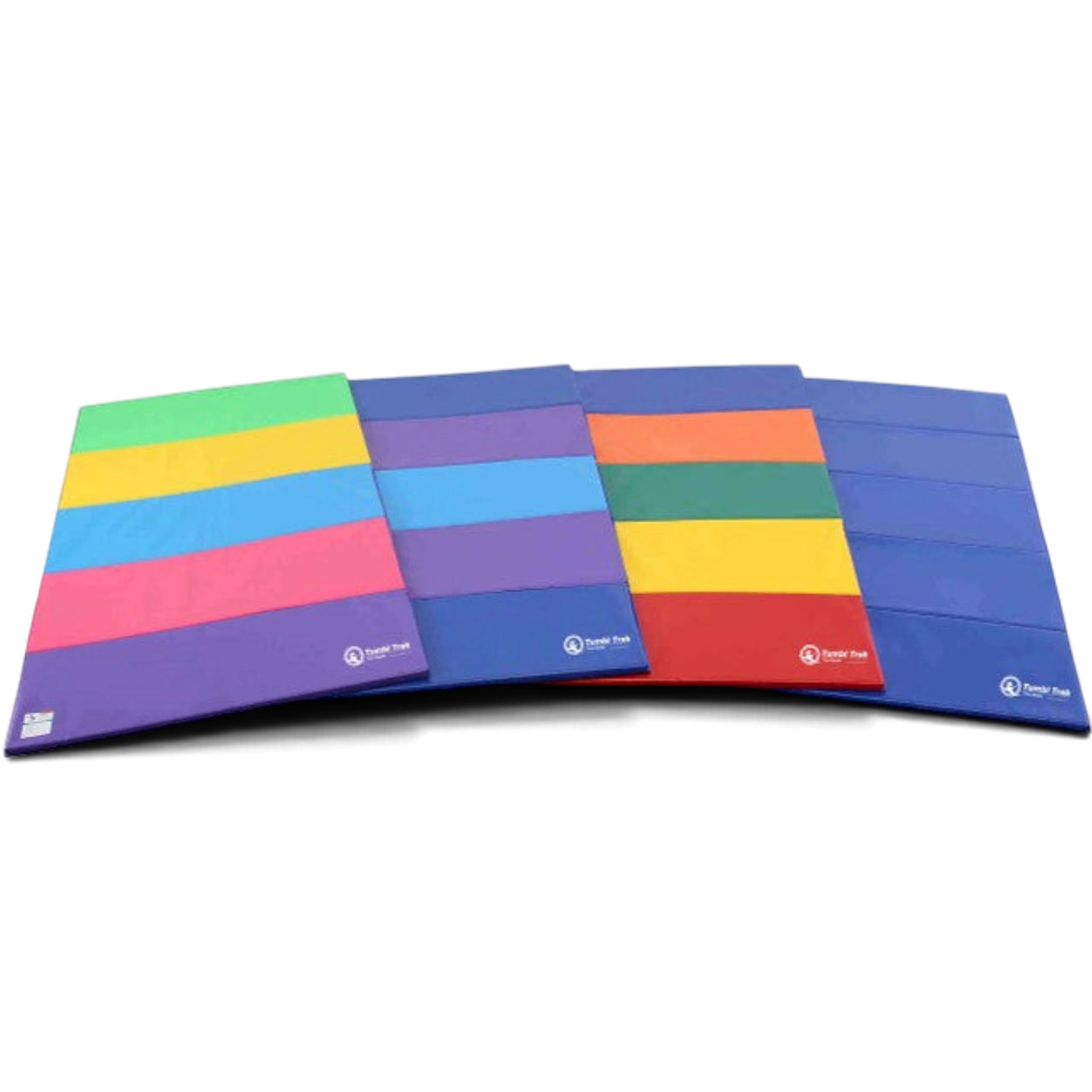 UK Gym Pits folding panel tumbling mats in various multi-coloured vinyl designs for gymnastics and exercise