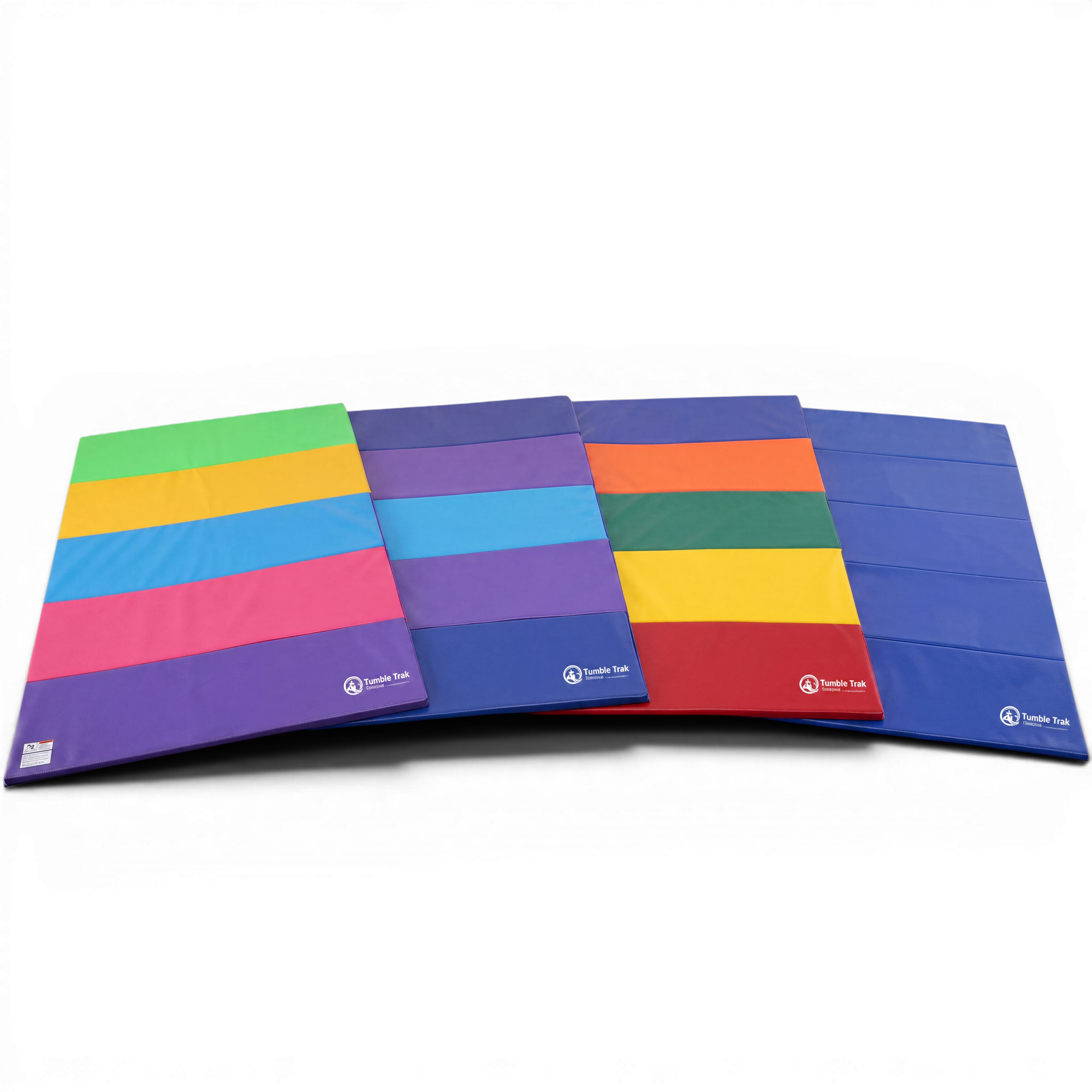 UK Gym Pits folding tumbling mats in various bright colour combinations for gymnastics and home training