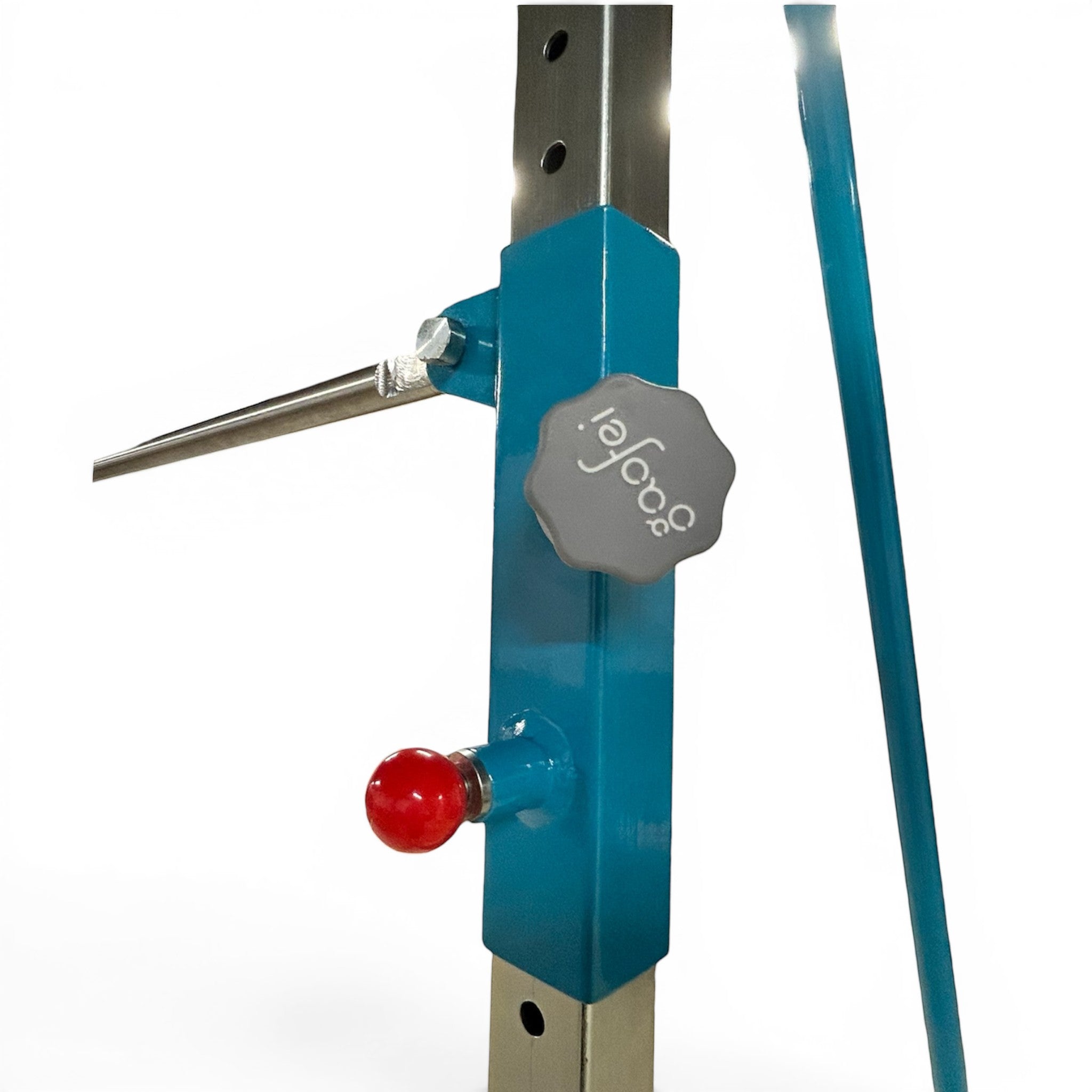 UK Gym Pits Gaofei freestanding high bar adjustment mechanism with blue powder-coated steel frame and locking knob