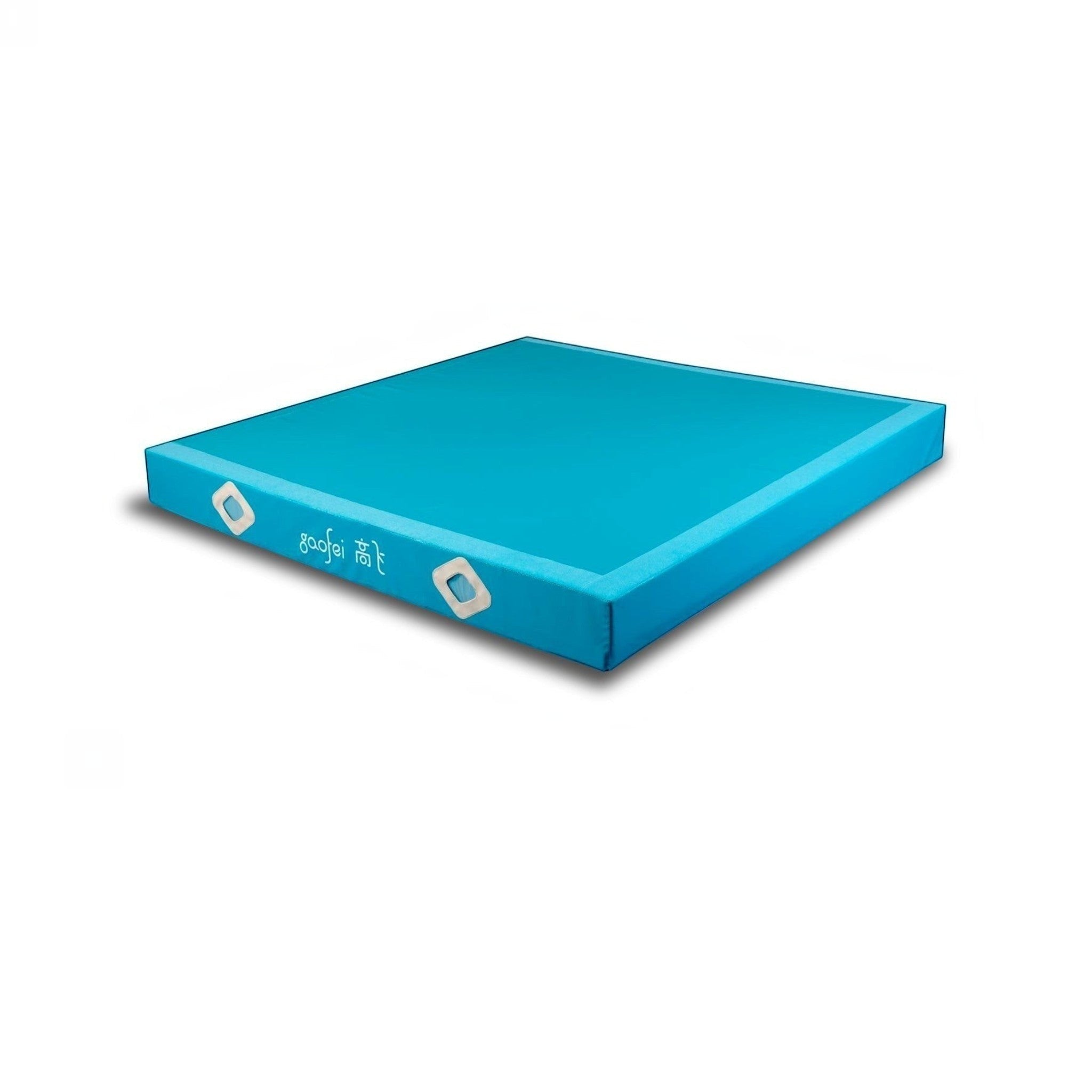 UK Gym Pits Gaofei blue gymnastics landing mat with durable PVC vinyl cover and air distribution mesh windows