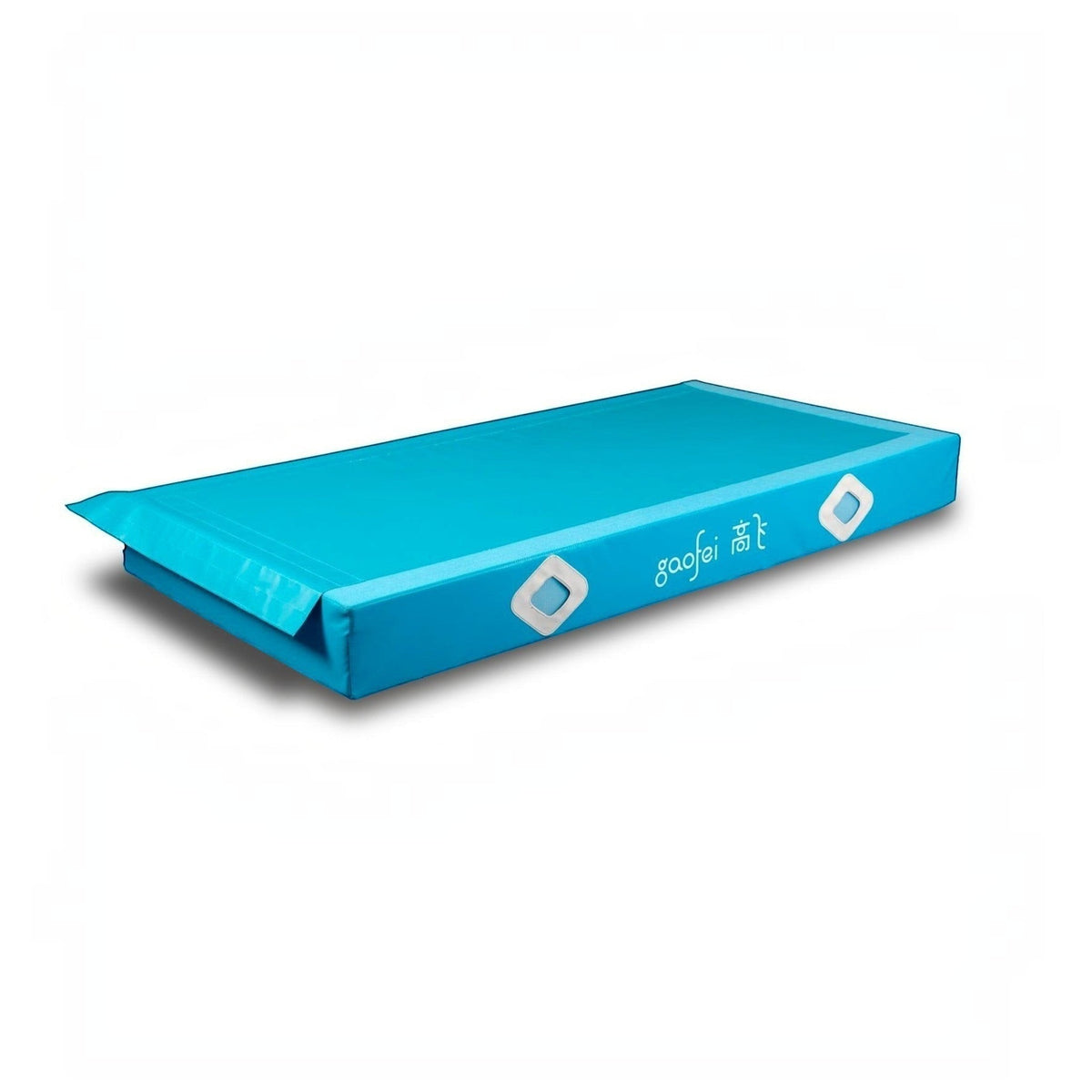 UK Gym Pits Gaofei blue PVC vinyl parallel bars landing mat with Velcro locking flaps and air distribution mesh