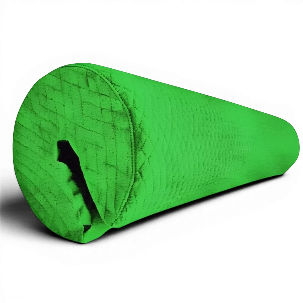 UK Gym Pits Gaofei bright green foam bar safety pad with a textured jersey fabric cover for gymnastics equipment.