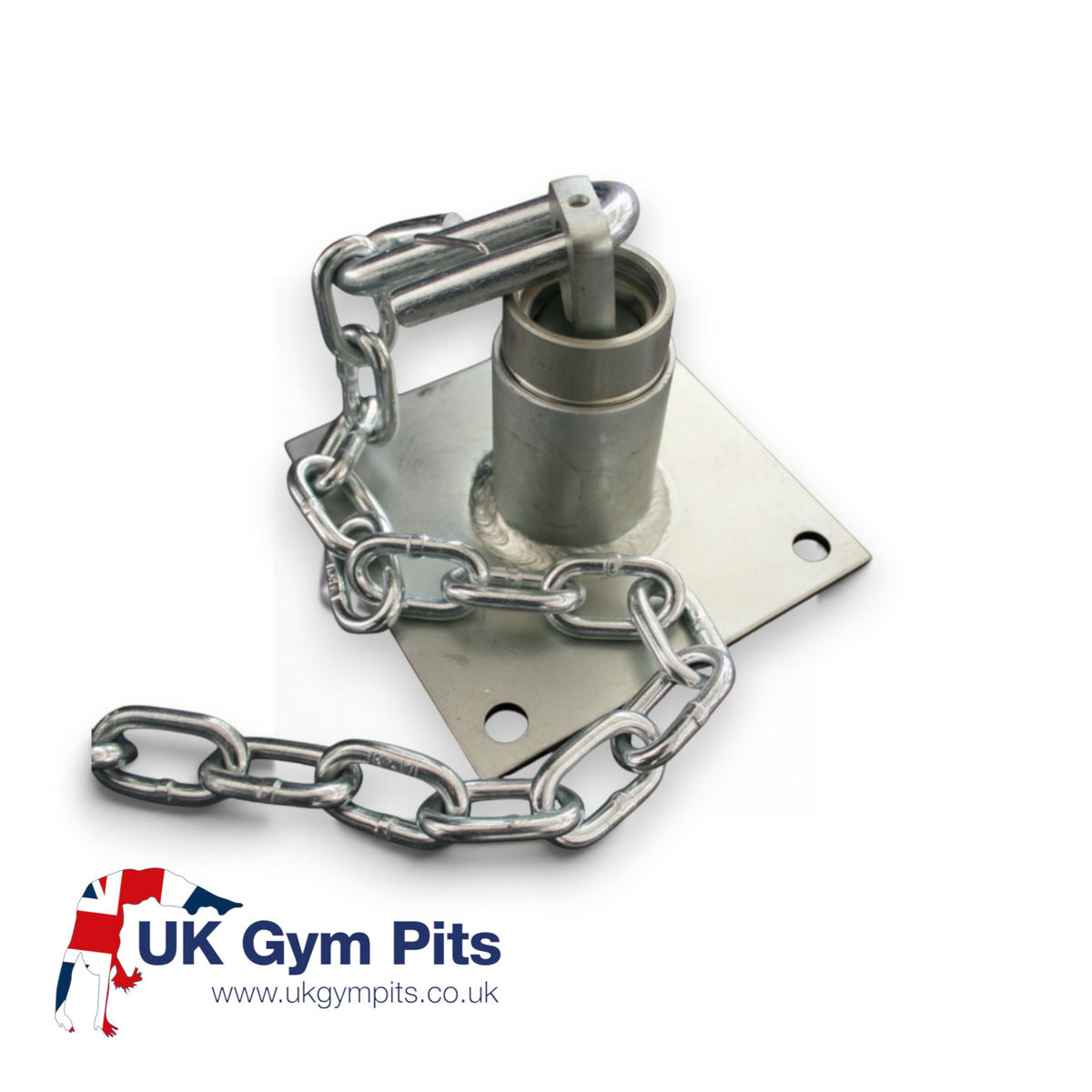 UK Gym Pits Gaofei adjustable steel floor anchor with attached metal chain for gymnastics equipment cabling