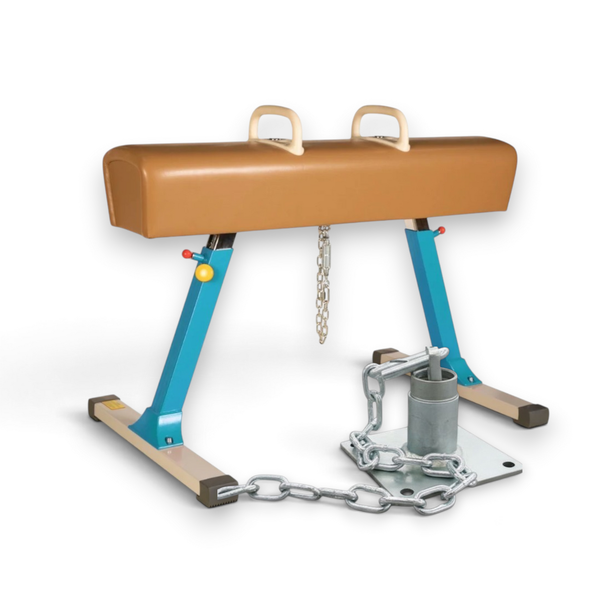 UK Gym Pits Gaofei pommel horse with adjustable floor anchor and heavy-duty steel cabling system