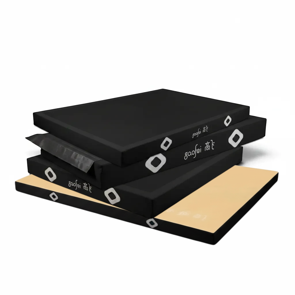 UK Gym Pits Gaofei black gymnastics beam landing mats with durable PVC vinyl and Velcro locking system