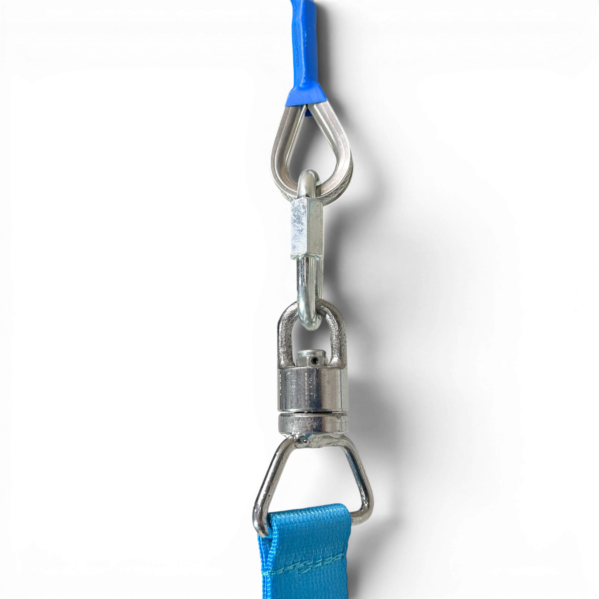 UK Gym Pits Gaofei gymnastics ring replacement cable with stainless steel swivel connector and blue strap