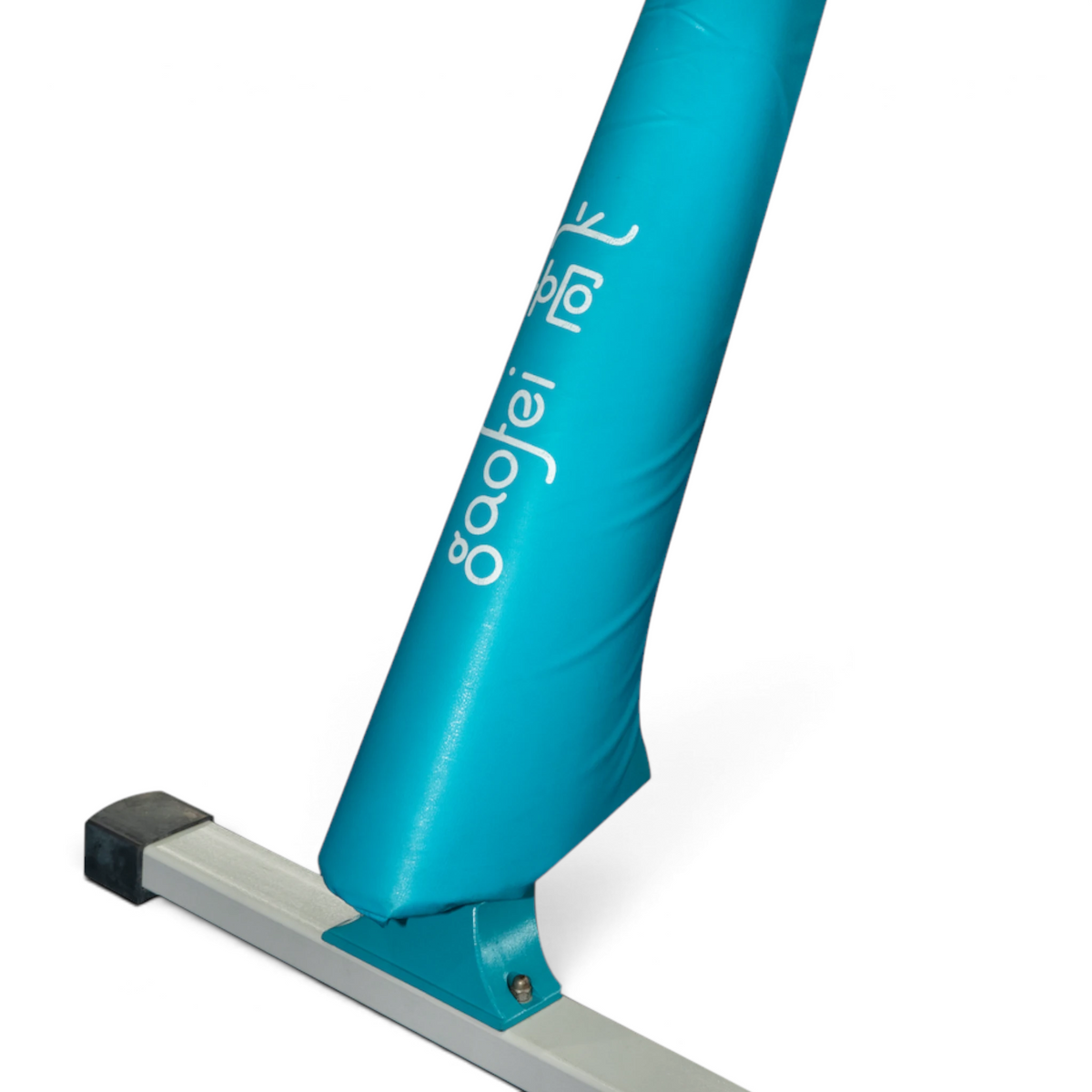 UK Gym Pits Gaofei training pommel horse leg with teal protective cover and reinforced steel base
