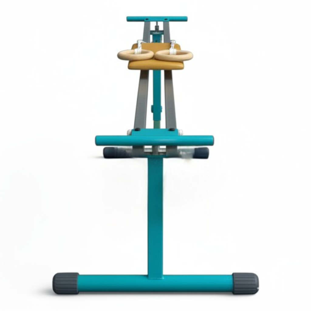 UK Gym Pits Gaofei adjustable ring strength machine with foam-padded sliding board and wooden gymnastics rings