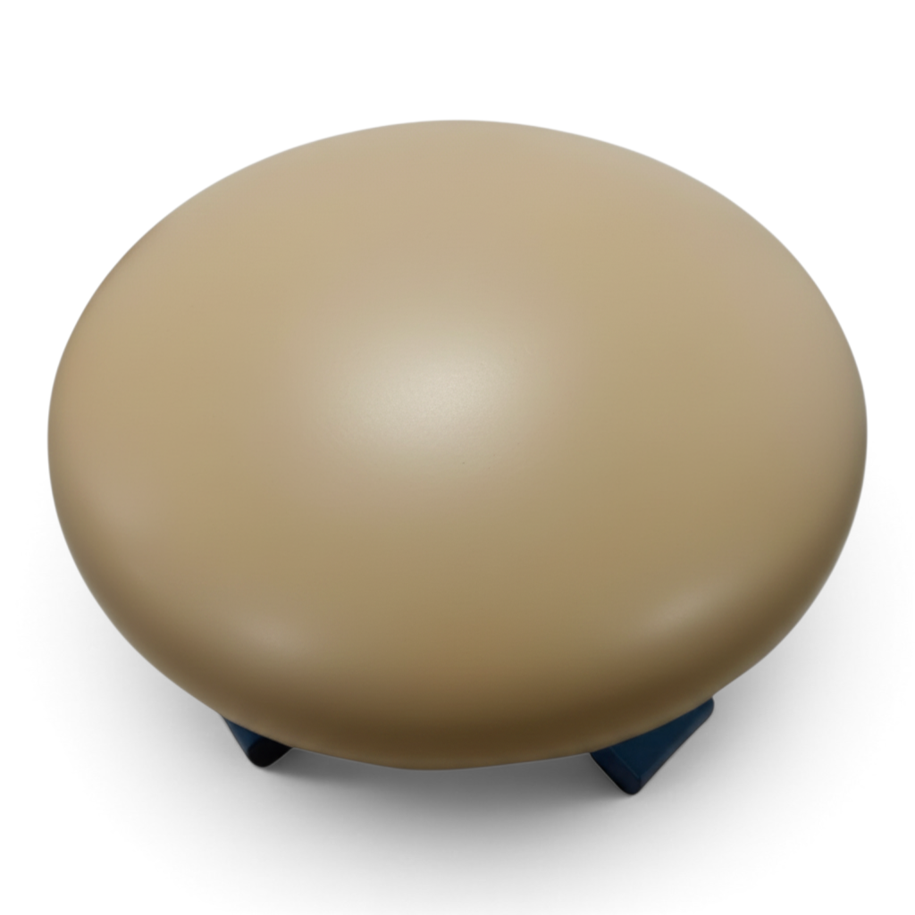 UK Gym Pits Gaofei training mushroom with a beige PU leatherette top and sturdy base for gymnastics practice