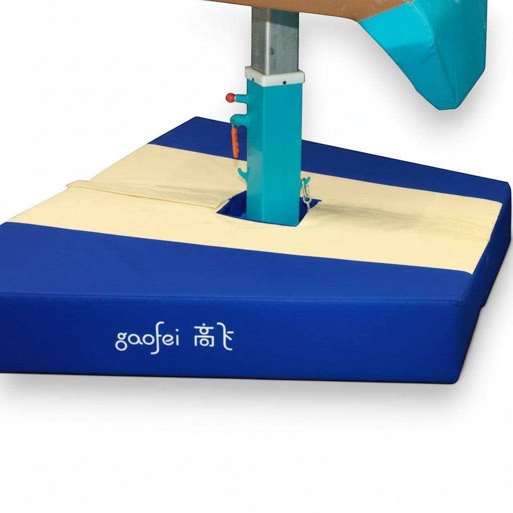 UK Gym Pits Gaofei blue and beige PVC vault table base safety mat with high-density foam for gymnastics equipment