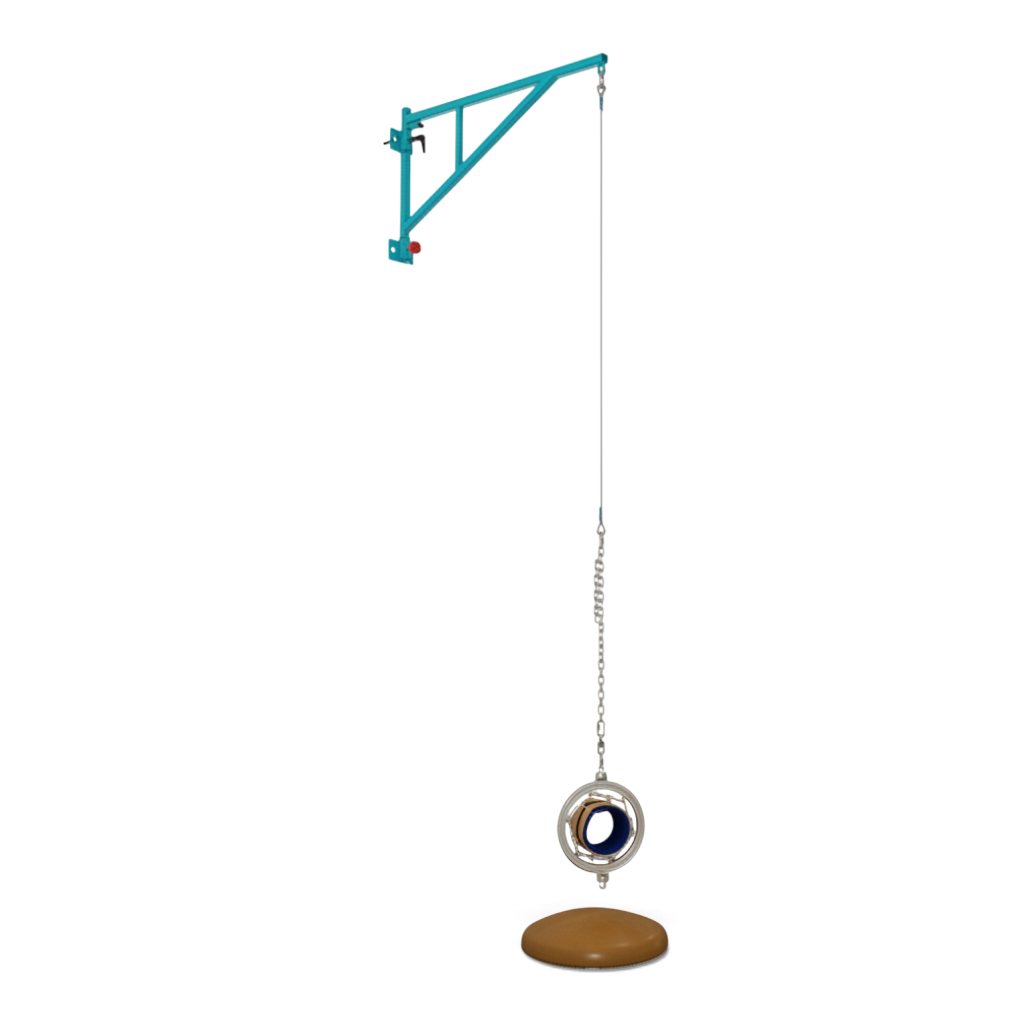UK Gym Pits wall mountable gymnastics training mushroom with adjustable spotting belt and teal steel frame