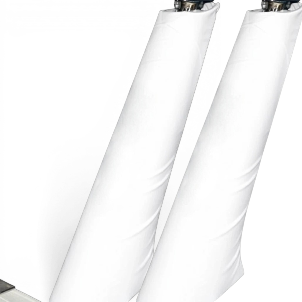 UK Gym Pits white PVC vinyl safety padding wrapped around a gymnastics beam leg for impact protection