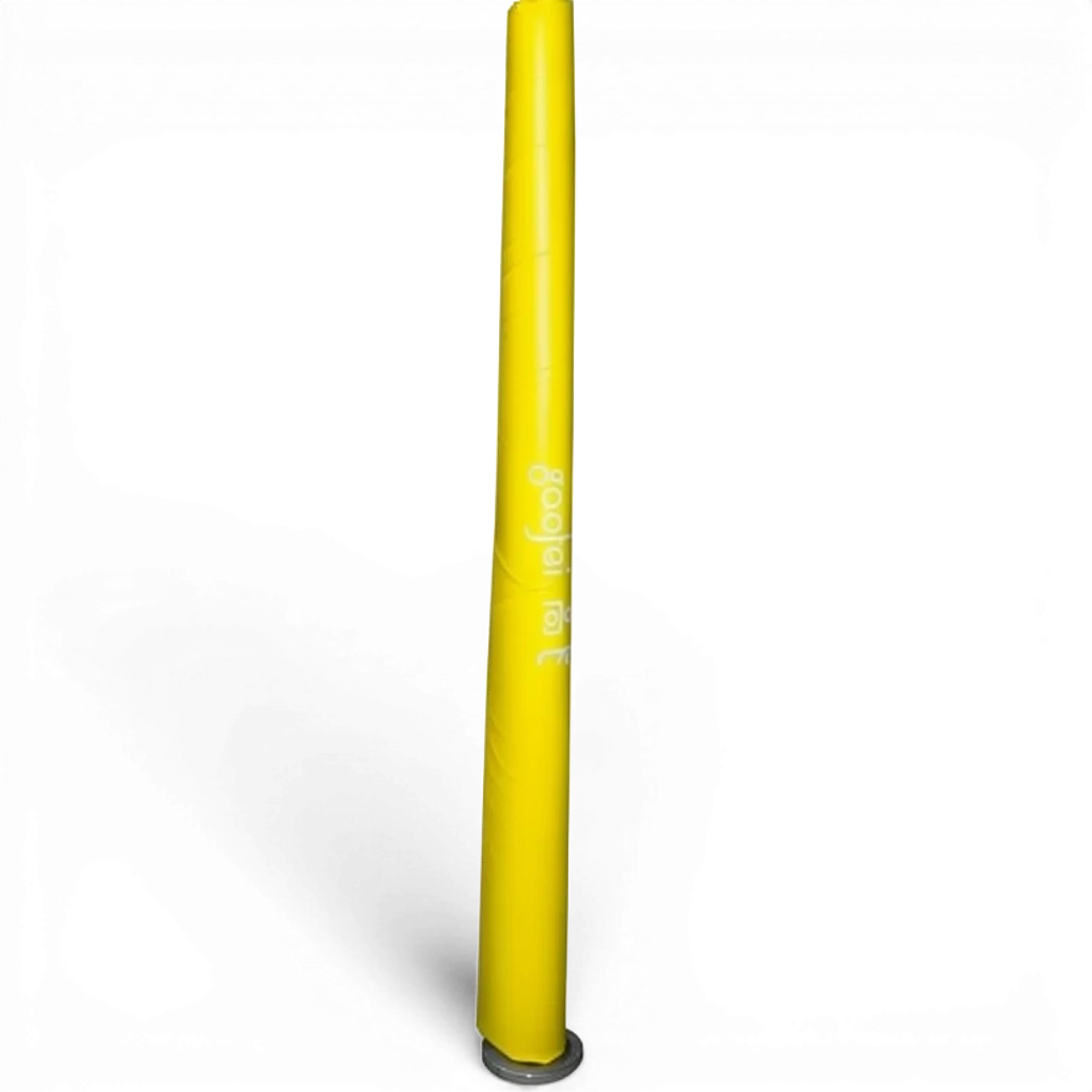 UK Gym Pits Gaofei yellow high bar post safety padding with shock-absorbent PVC vinyl and high-density foam core.