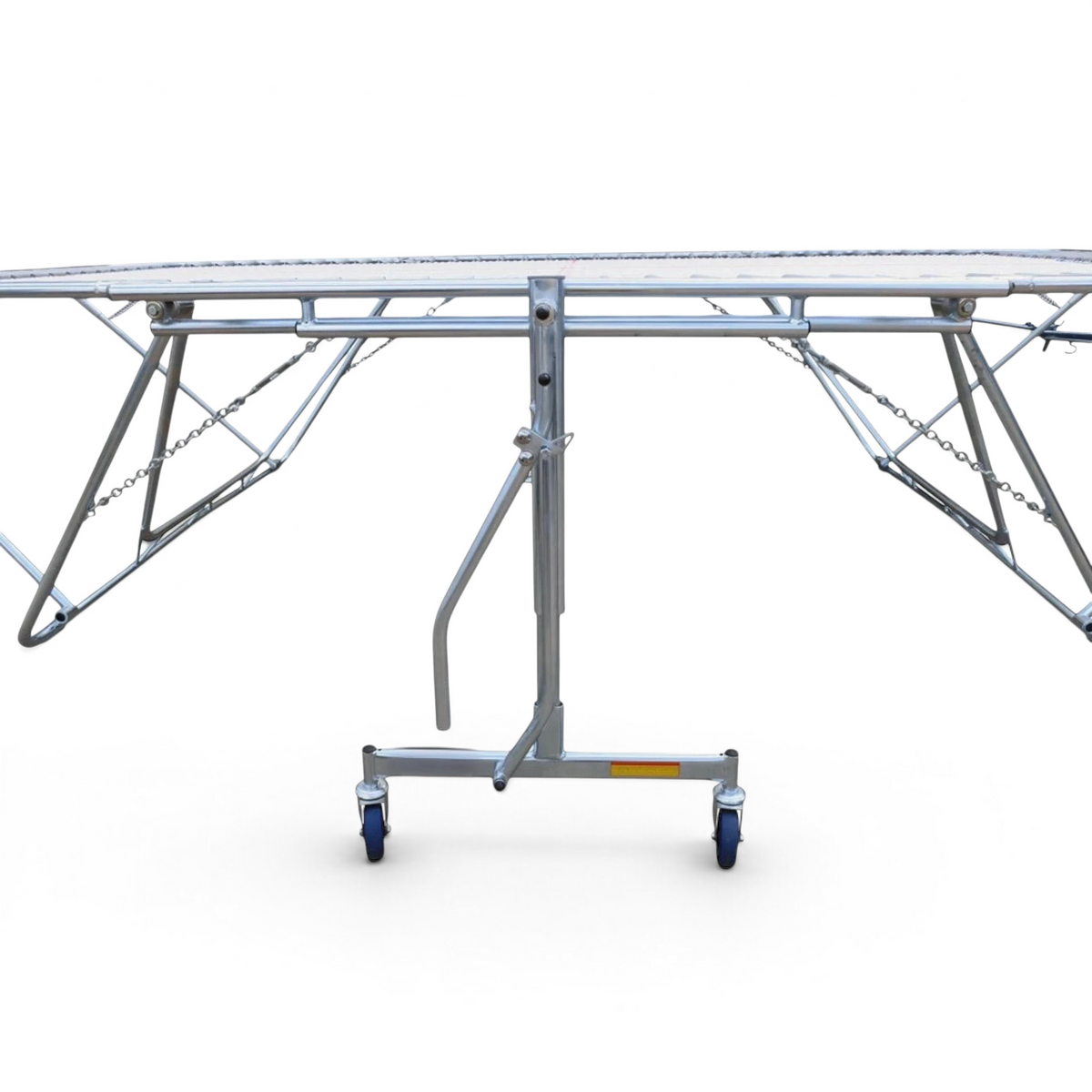 UK Gym Pits GM Extreme trampoline with 6mm web bed and lift lower roller stand mechanism for easy folding
