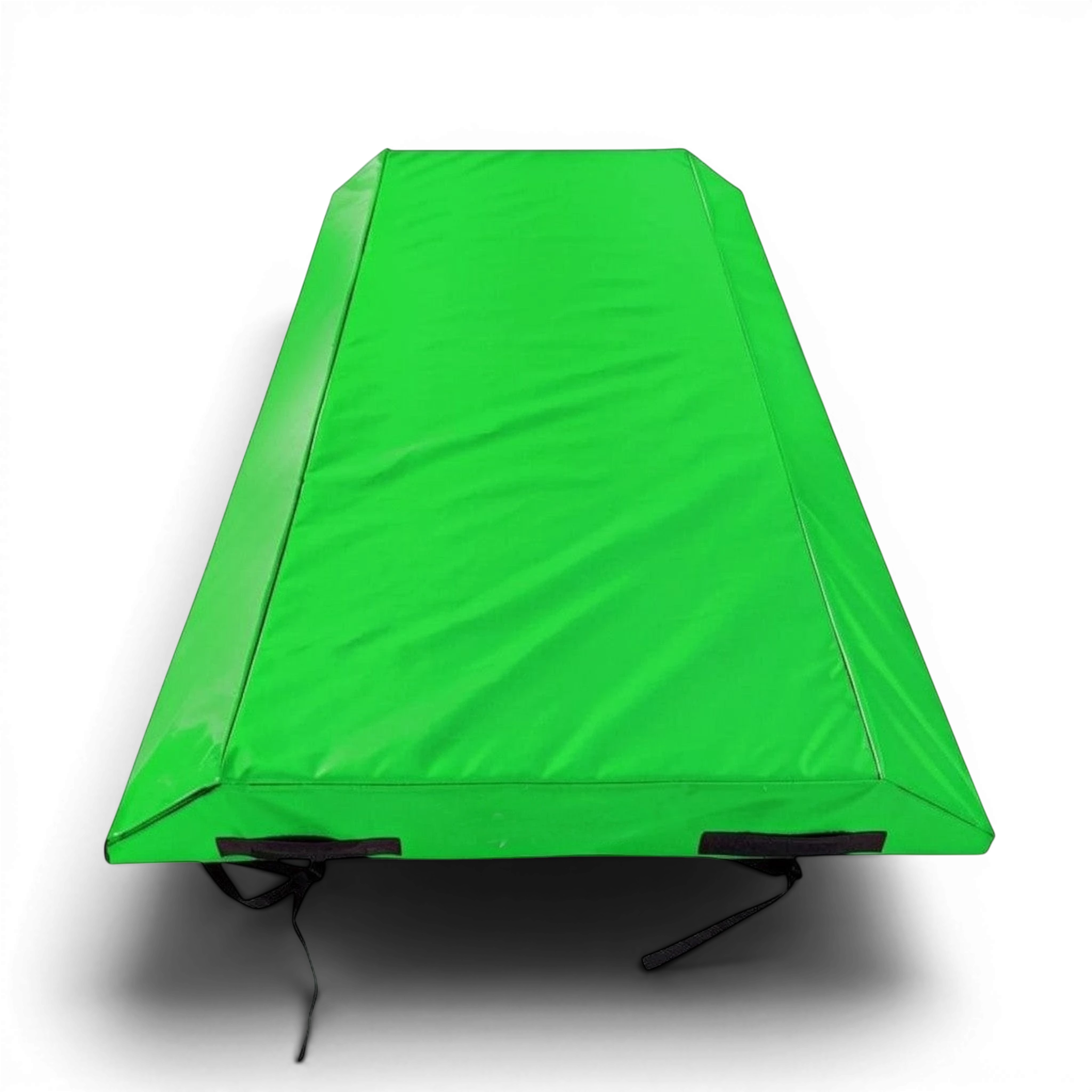 UK Gym Pits green double wedge trampoline spotting end deck mat with reinforced PVC cover and safety handles
