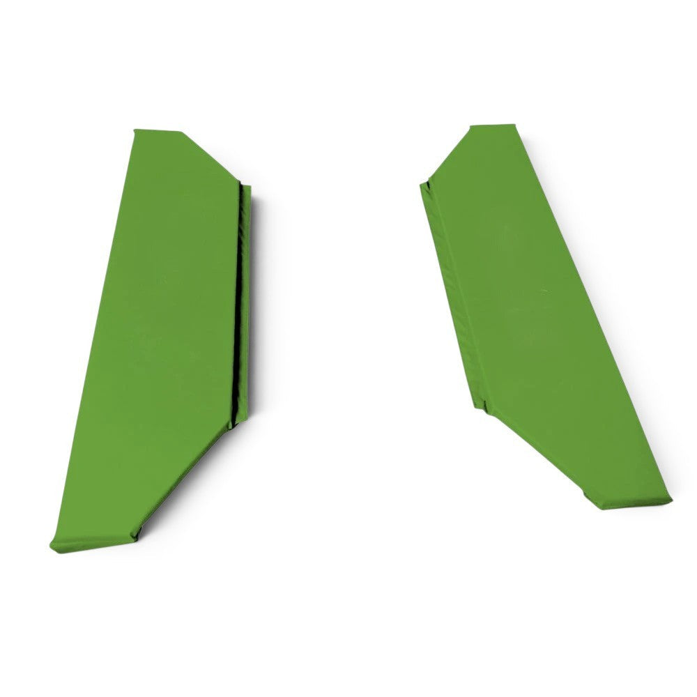UK Gym Pits green PVC foam replacement frame pads for mini trampolines, featuring durable 2.5cm thick padding.