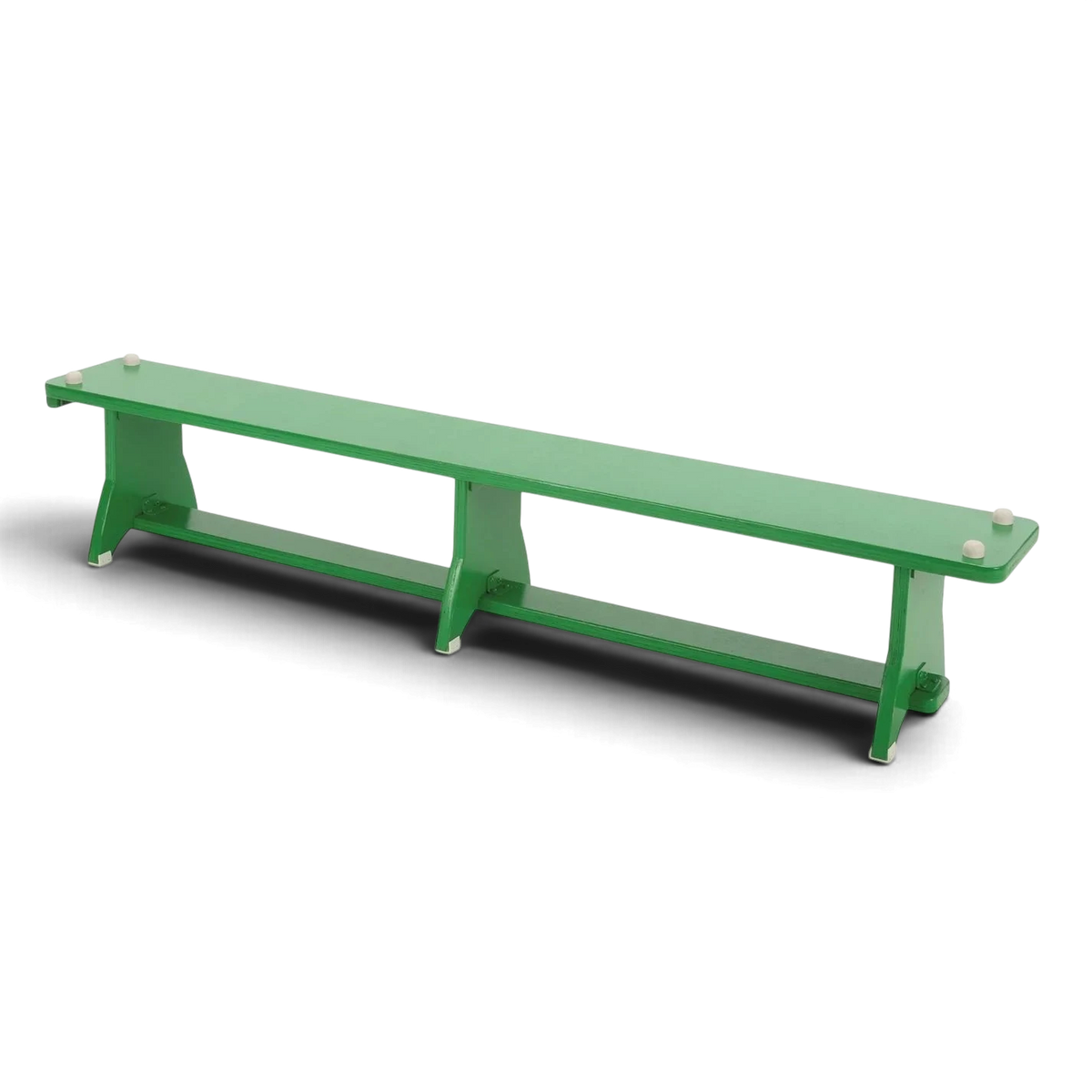 UK Gym Pits green wooden balance bench for schools with non-slip rubber feet and durable stained finish